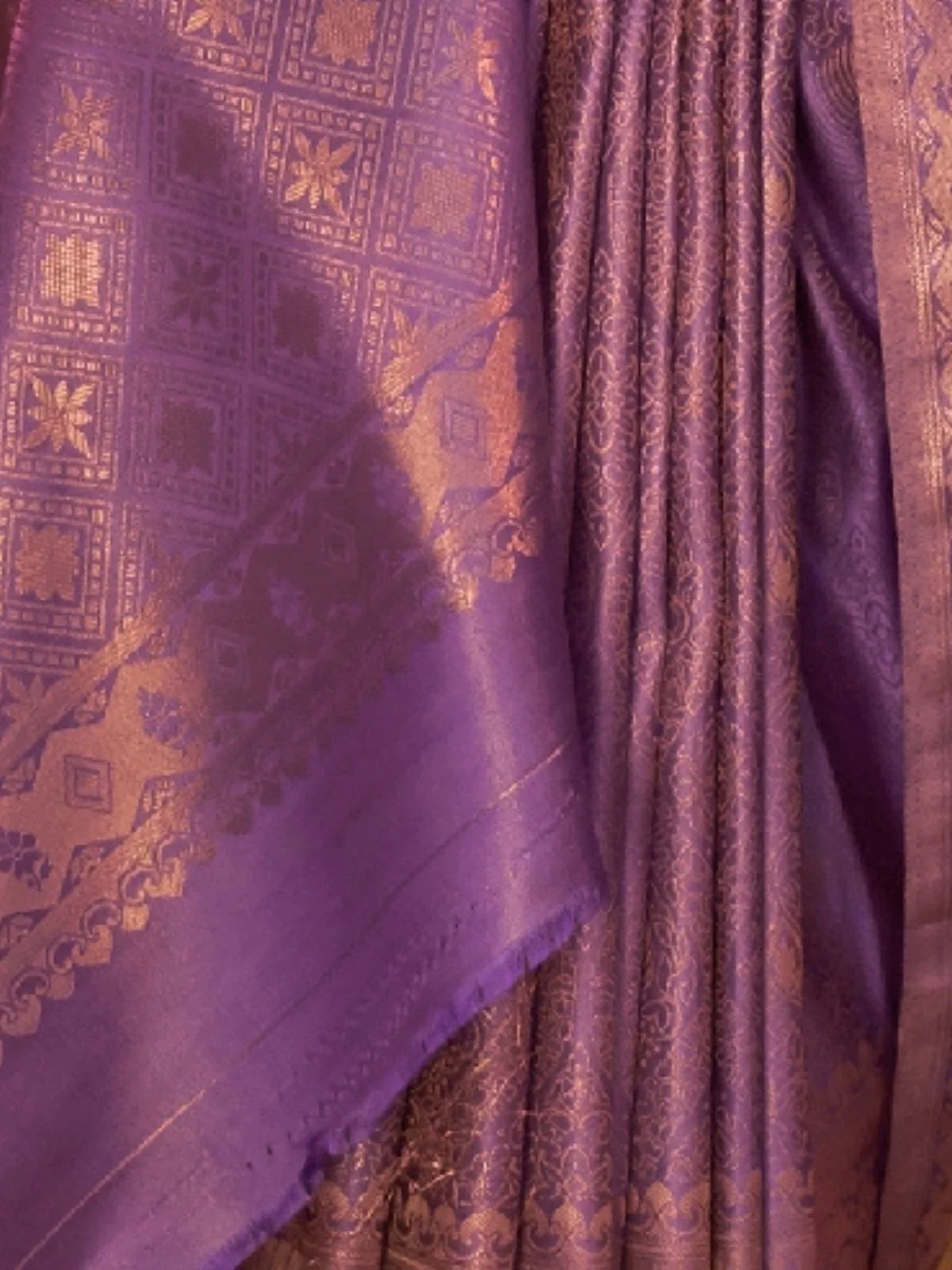 Odette Purple Woven Design Silk Blend Saree With Unstitched Blouse For Women - Image 3