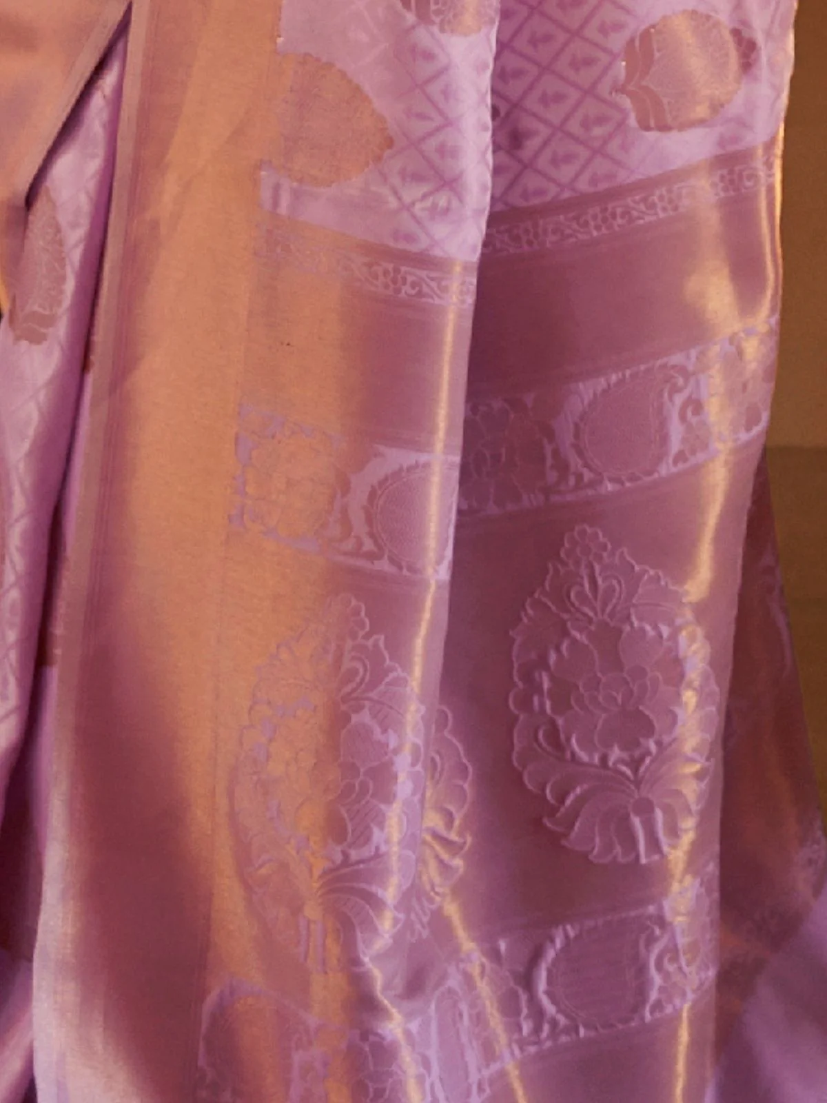 Odette Purple Woven Design Silk Blend Saree With Unstitched Blouse For Women - Image 3