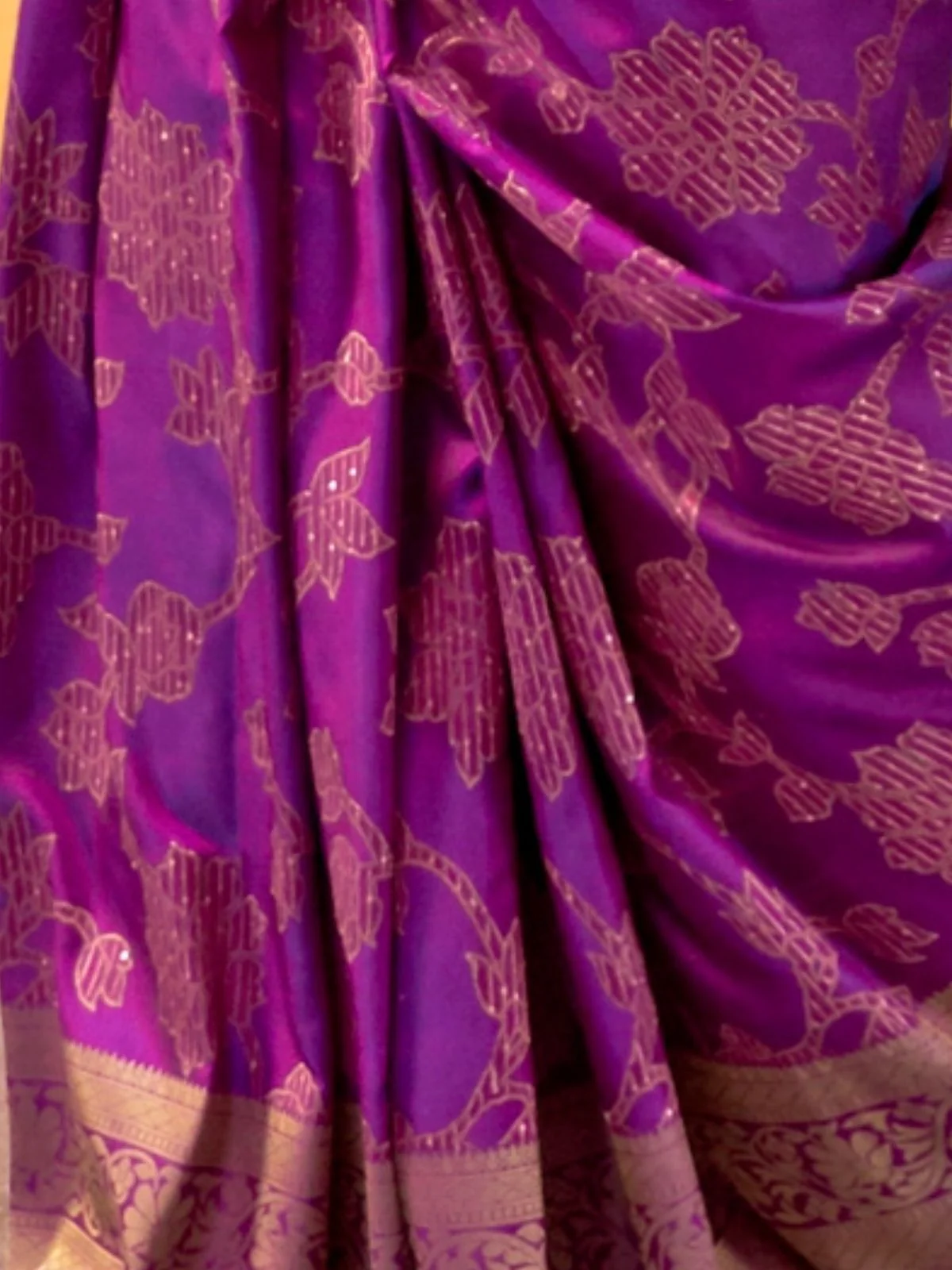 Odette Purple Woven Design Silk Blend Saree With Unstitched Blouse For Women - Image 5