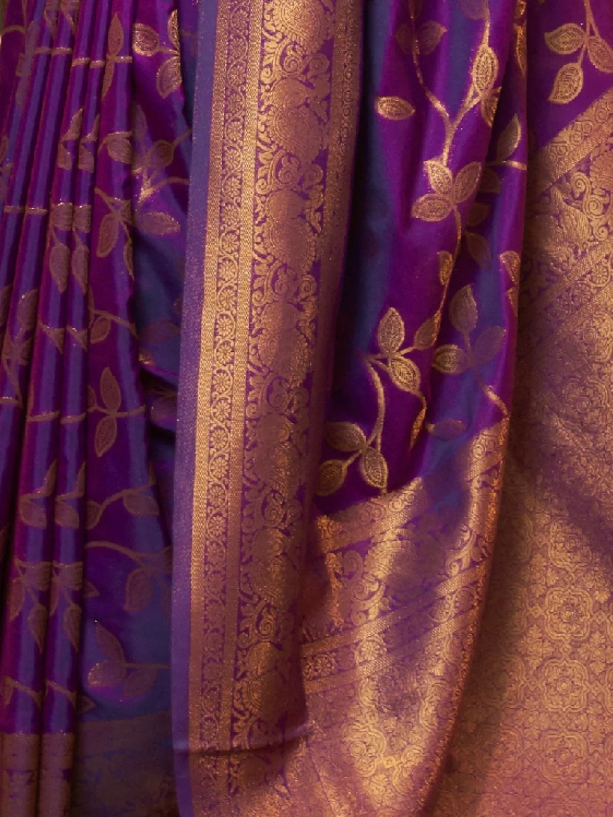 Odette Purple Woven Design Silk Blend Saree With Unstitched Blouse For Women - Image 3