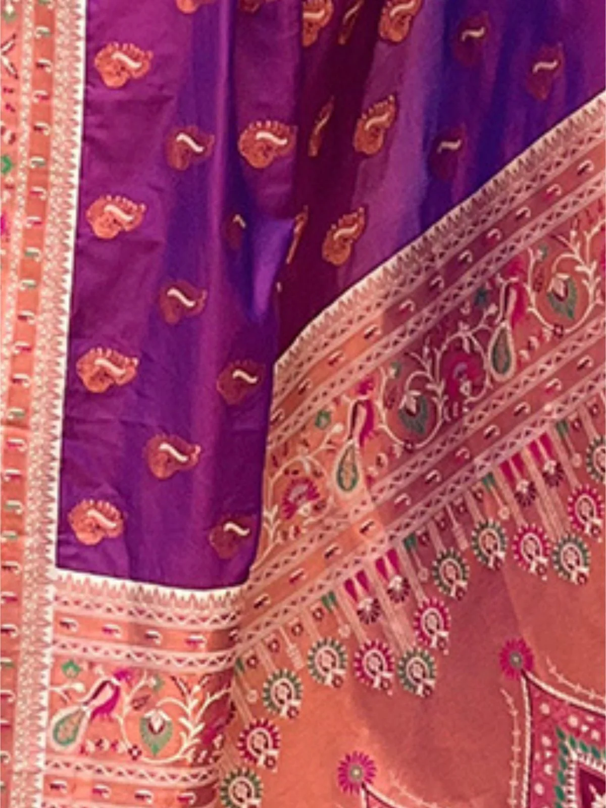 Odette Purple Woven Design Silk Blend Saree With Unstitched Blouse For Women - Image 4