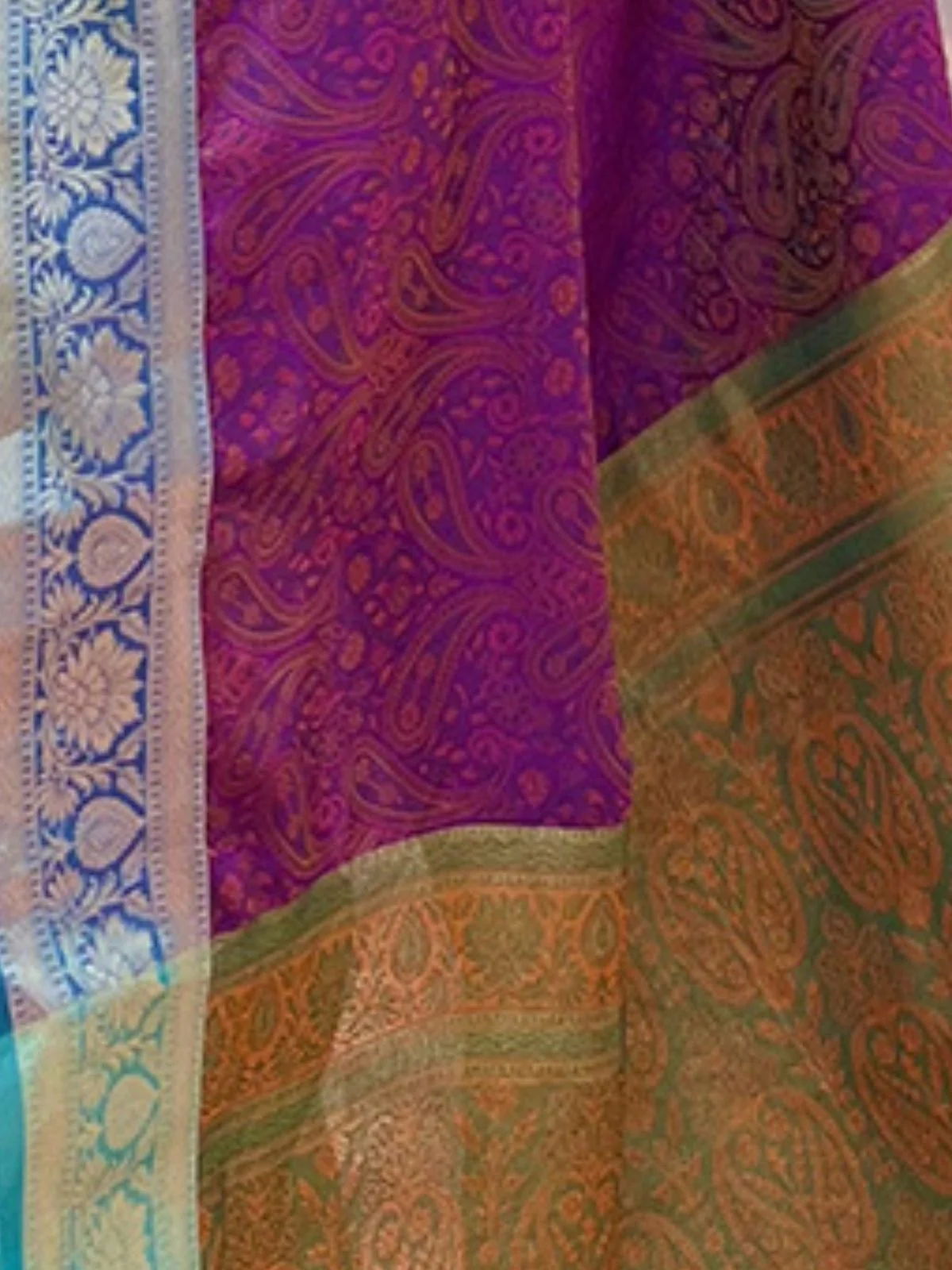 Odette Purple Woven Design Silk Blend Saree With Unstitched Blouse For Women - Image 4