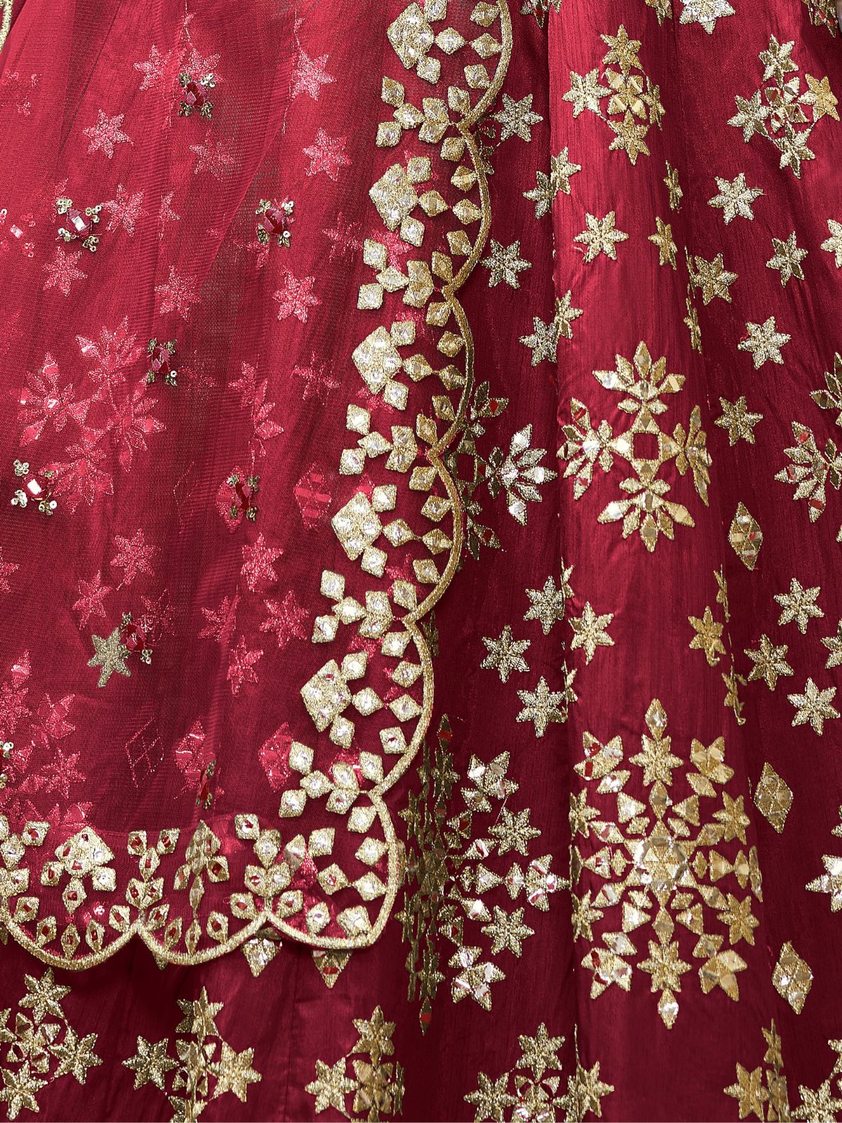 Odette Red Art Silk Embroidered Semi Stitched Lehenga With Unstitched Blouse For Women - Image 5