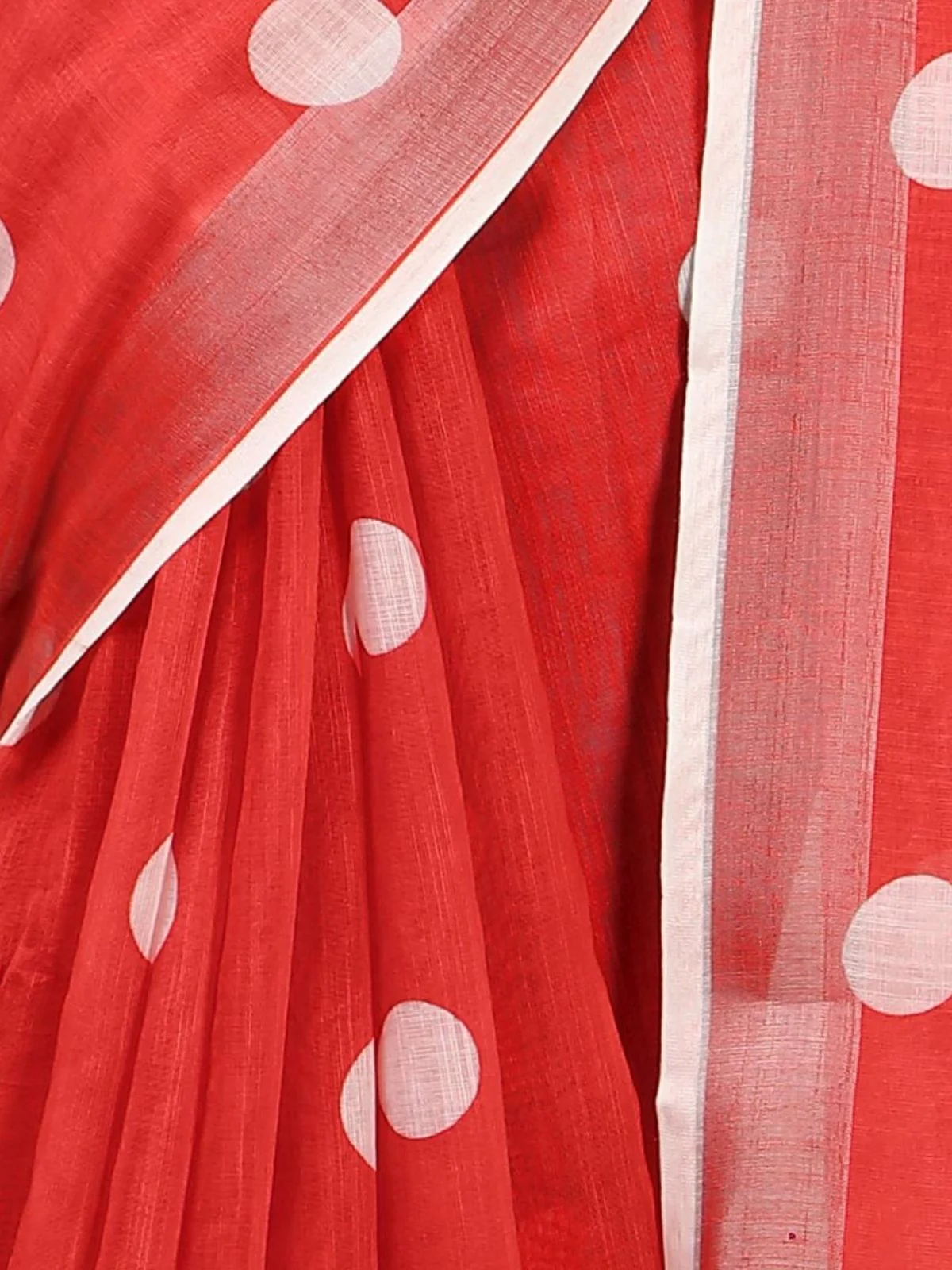 Odette Red Cotton Linen Woven Printed Saree For Women - Image 5
