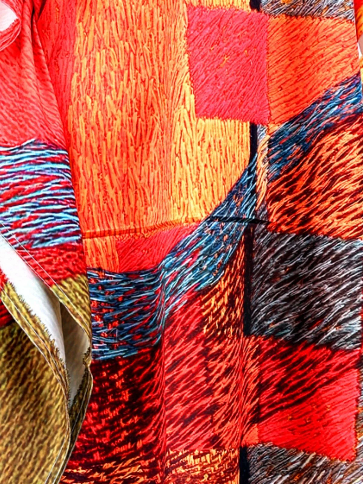 Odette Red Crepe Printed Kaftan For Women - Image 5