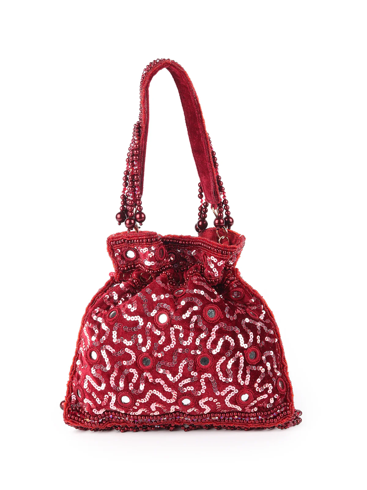 Odette Red Embroidered Batuwa Bag For Women - Image 5
