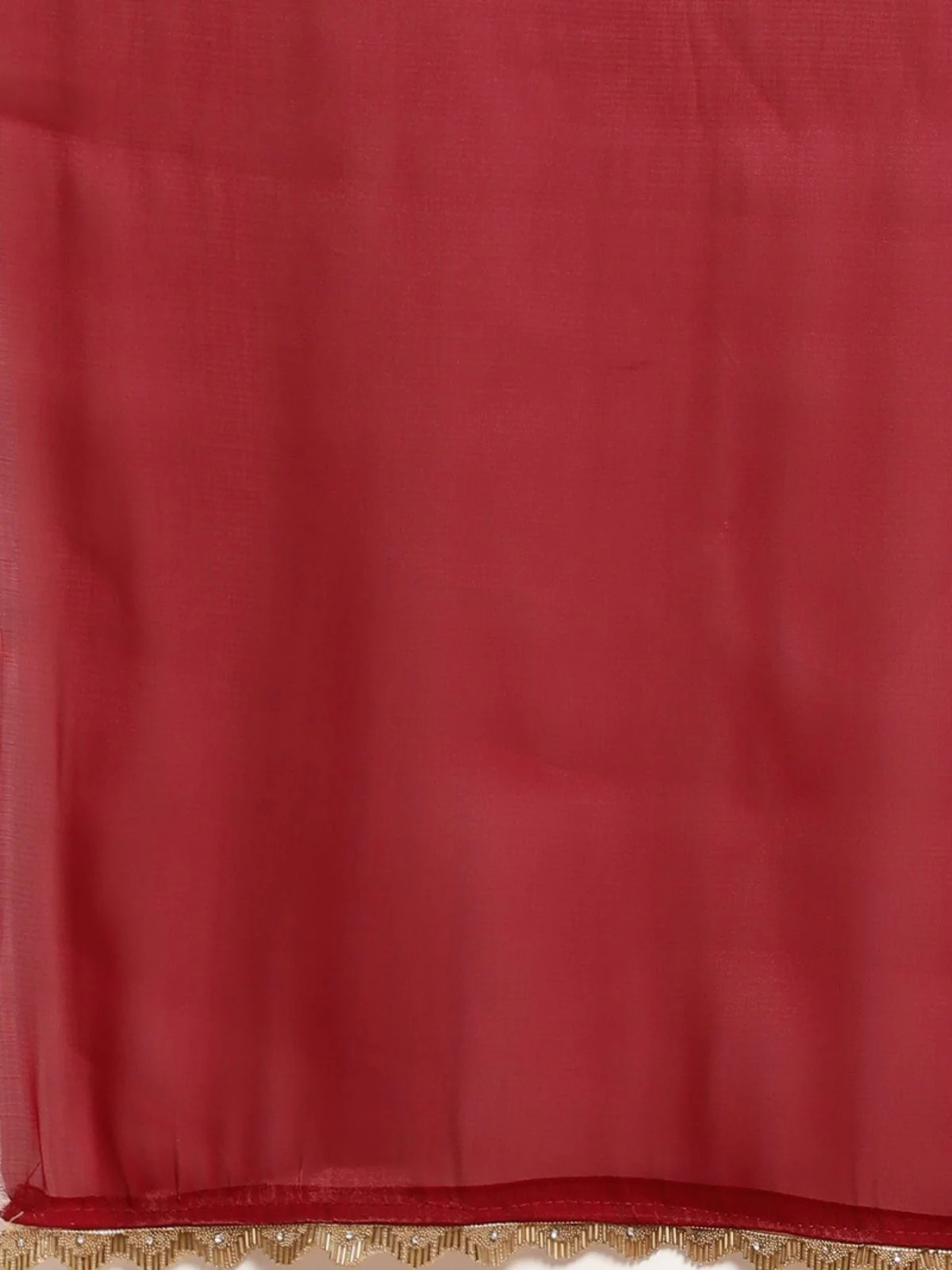 Odette Red Georgette Embellished Saree With Unstitched Blouse For Women - Image 6