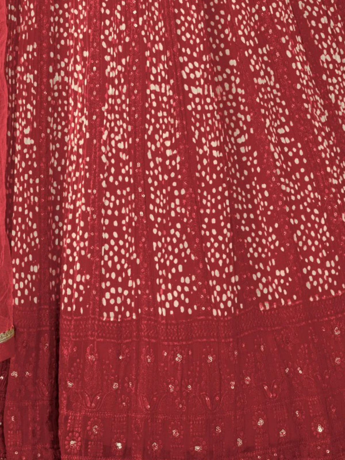 Odette Red Georgette Embellished Semi Stitched Kurta Set For Women - Image 3