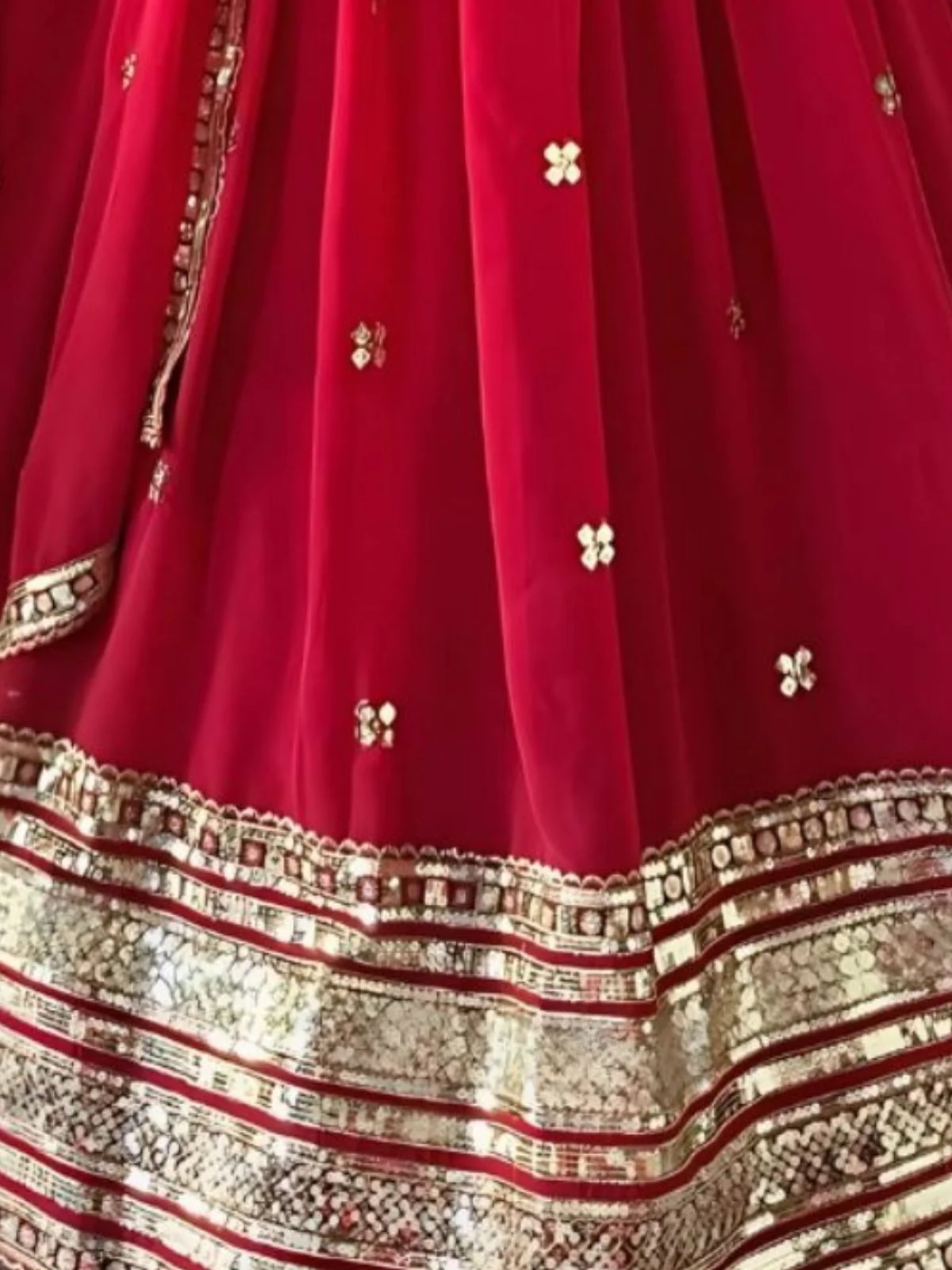 Odette Red Georgette Embellished Semi-Stitched lehenga For Women - Image 4