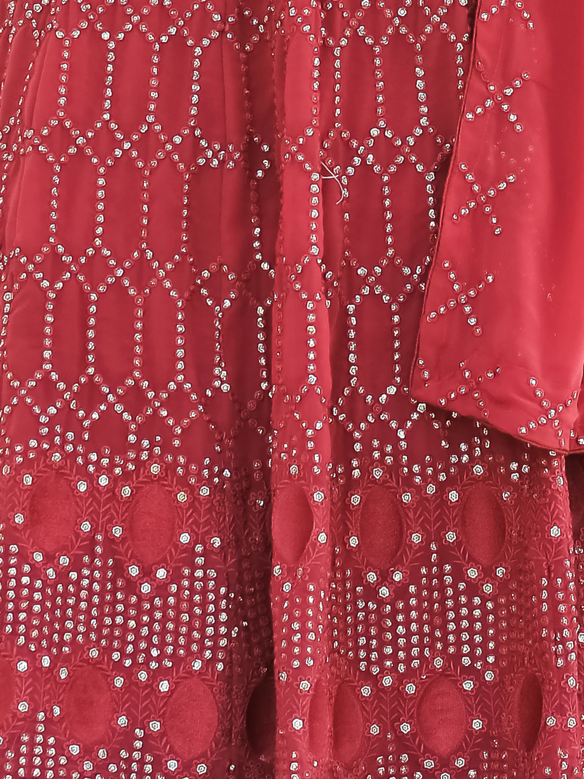 Odette Red Georgette Embellished Semi Stitched Lehenga With Unstitched Blouse For Women - Image 7