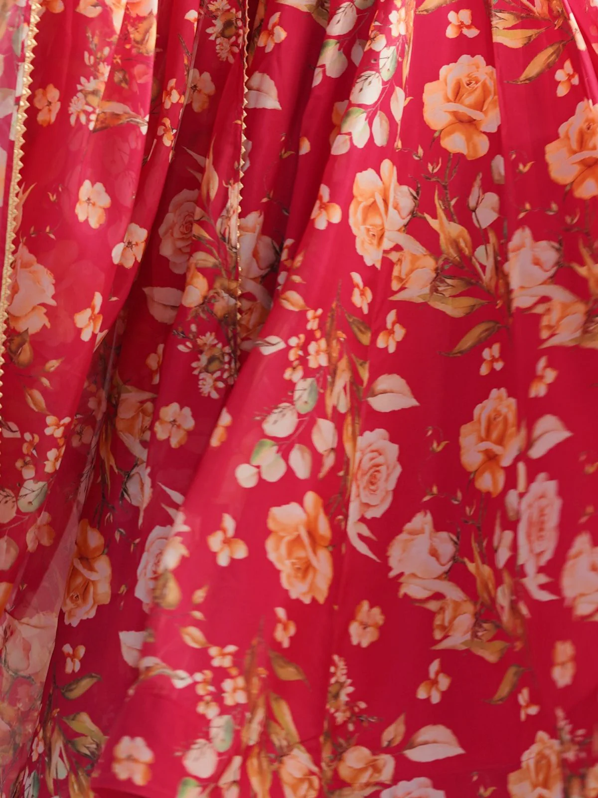 Odette Red Georgette Printed Kurta Set For Women - Image 4