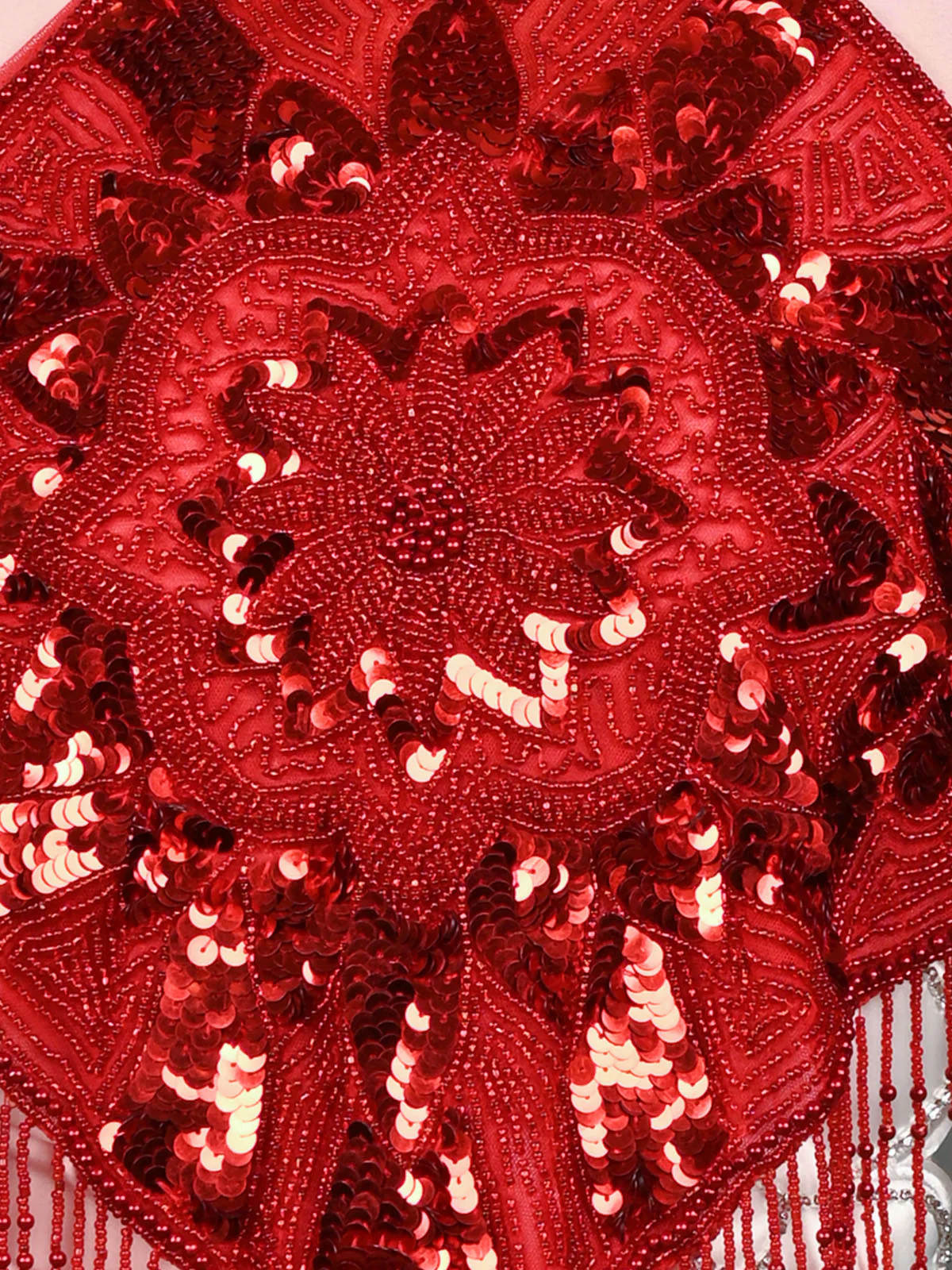 Odette Red Net Embellished Cape For Women - Image 4