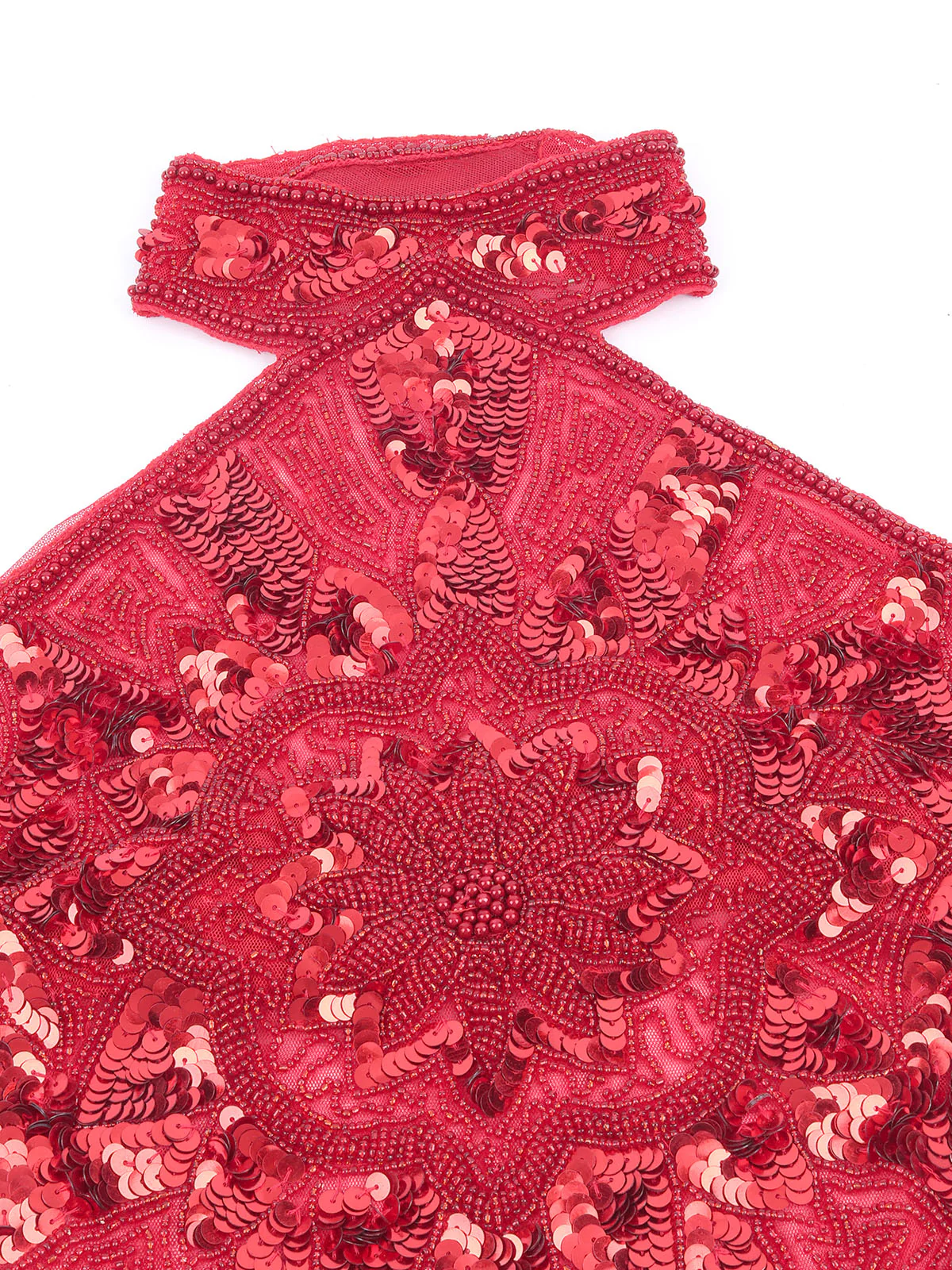 Odette Red Net Embellished Cape For Women - Image 5