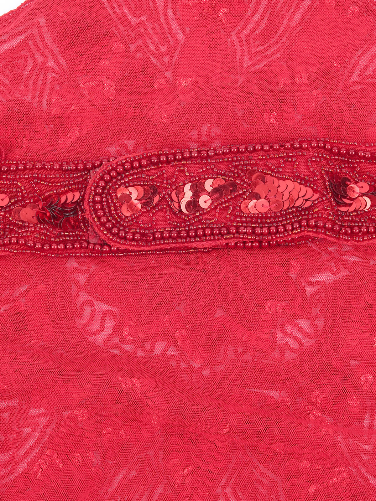 Odette Red Net Embellished Cape For Women - Image 7