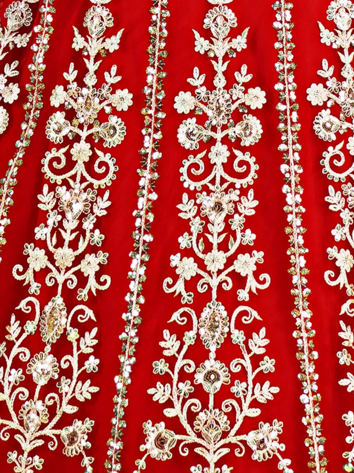 Odette Red Net Embellished Semi Stitched Lehenga For Women - Image 5