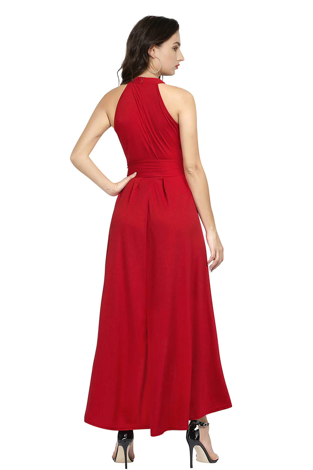 Odette Red Polyester High Low Dress For Women - Image 4