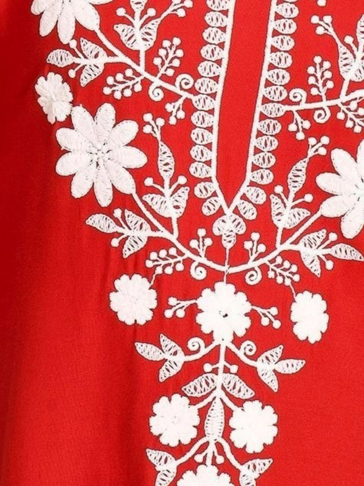 Odette Red Rayon Embroidered Kurti For Women - Image 4