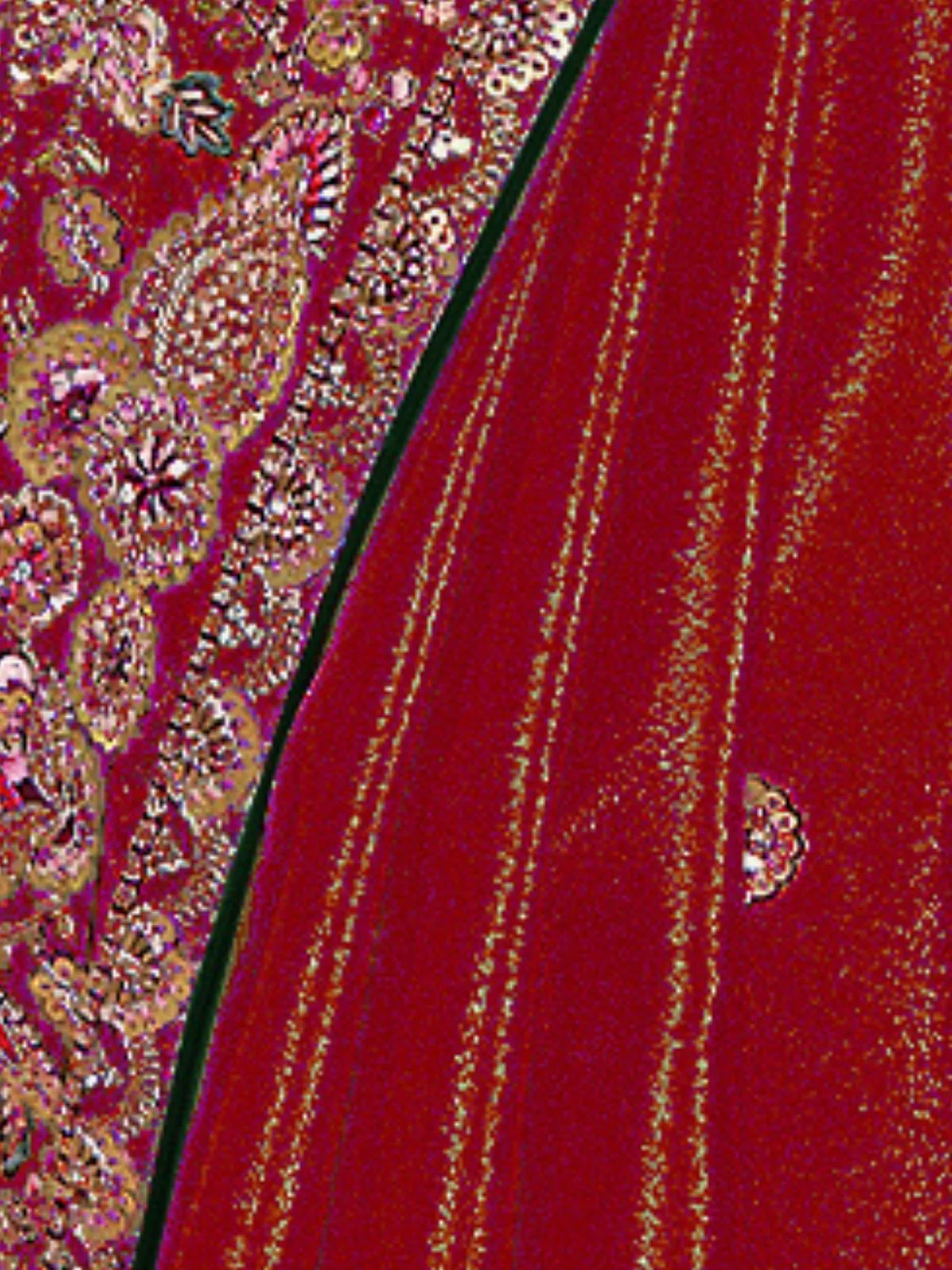 Odette Red Satin Embroidered Elegant Saree For Women - Image 4