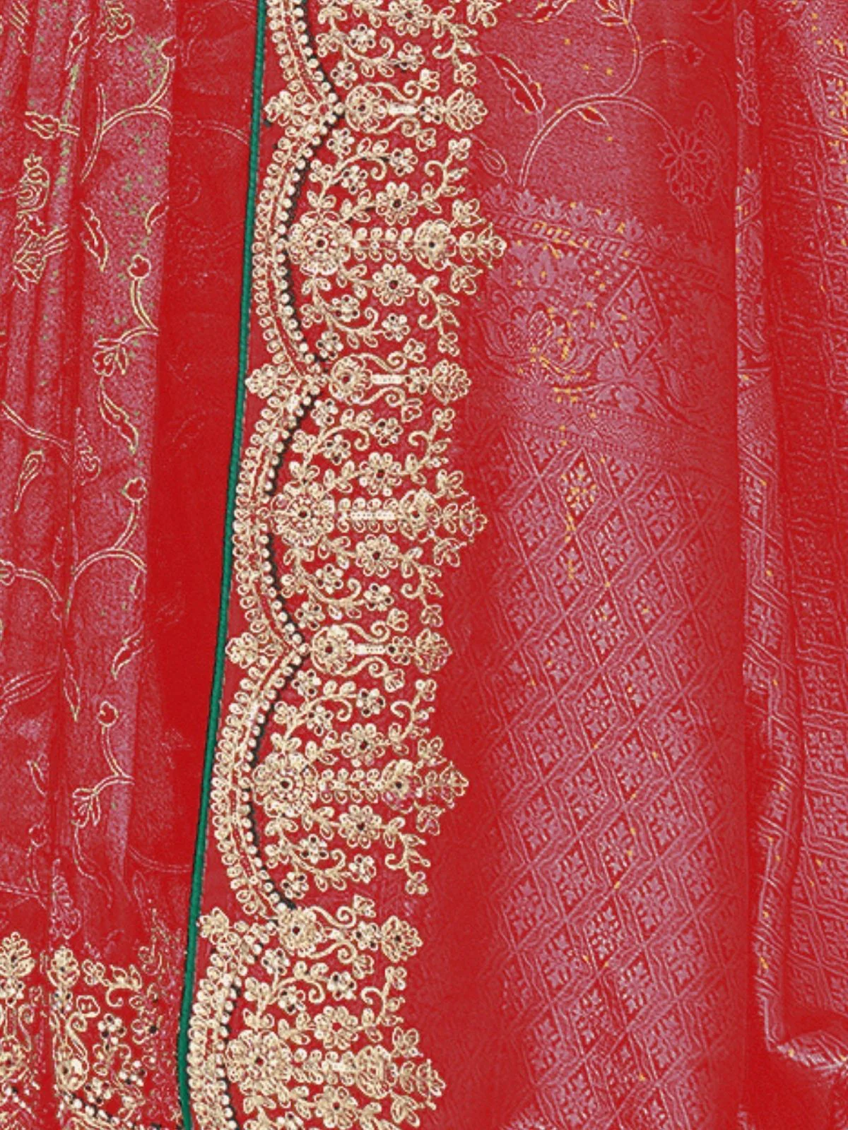 Odette Red Satin Embroidered Saree For Women - Image 3