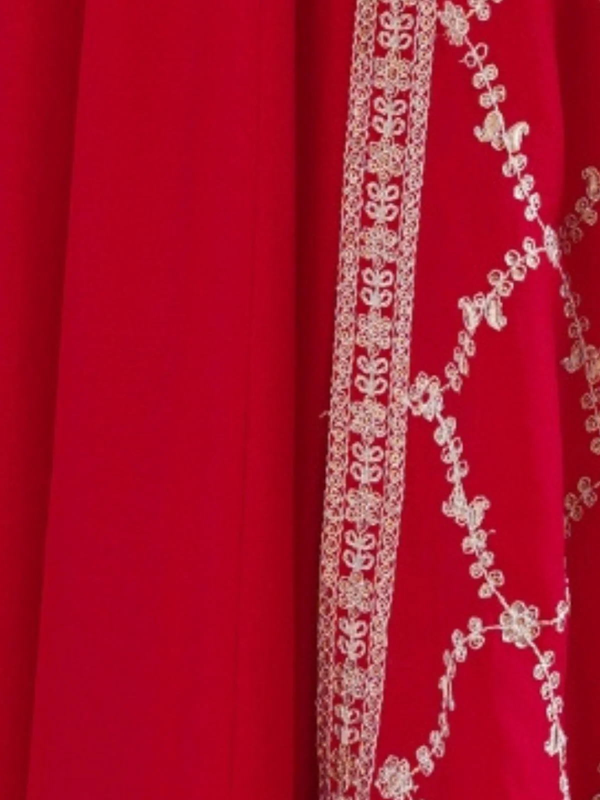 Odette Red Silk Blend Embellished Kurta Set For Women - Image 5