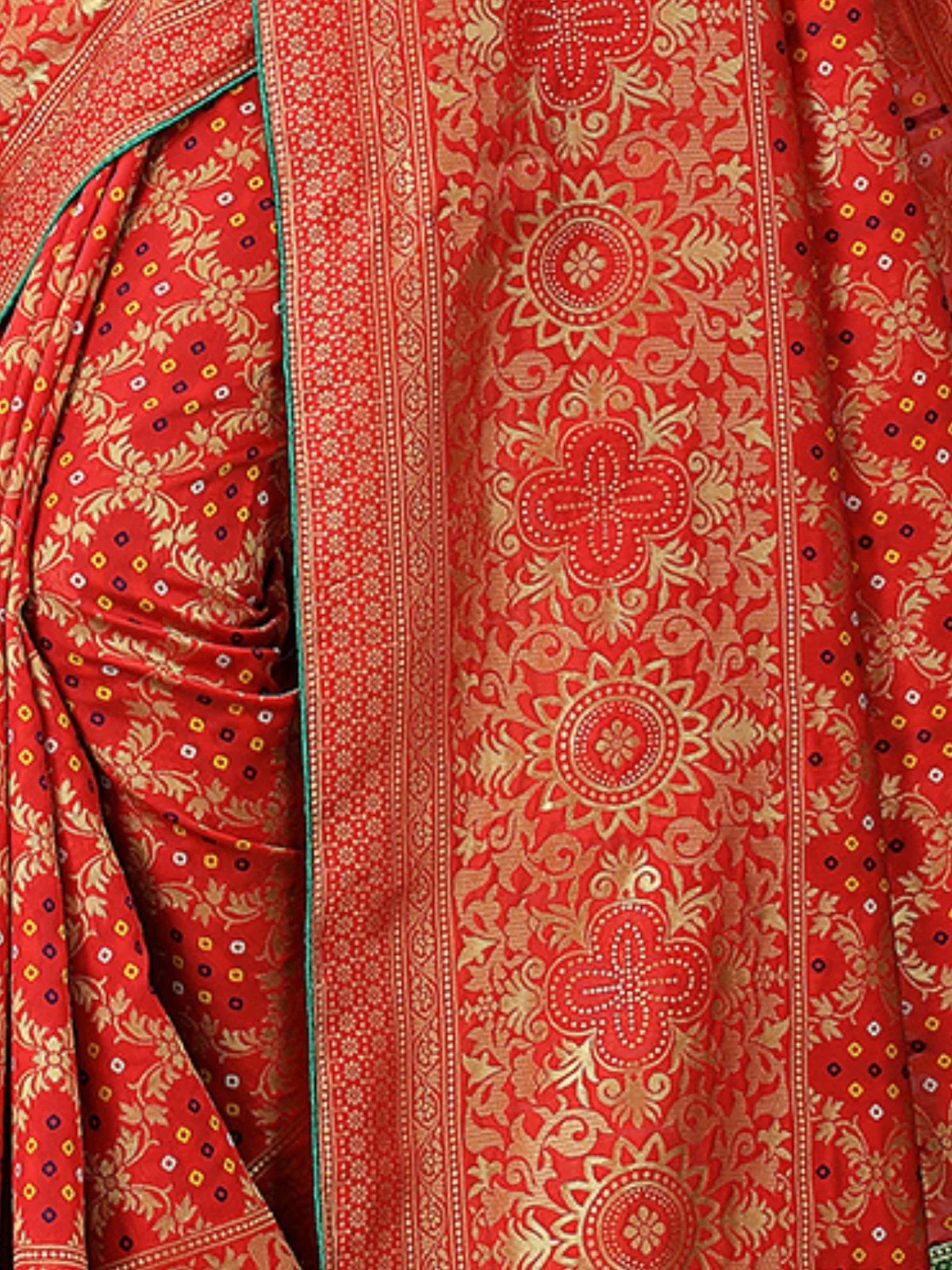 Odette Red Silk Blend Embellished Saree For Women - Image 6