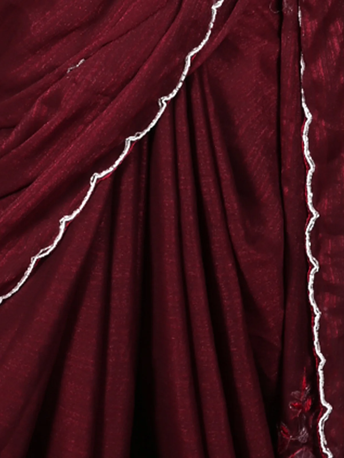 Odette Red Silk Blend Embroidered Saree For Women - Image 5