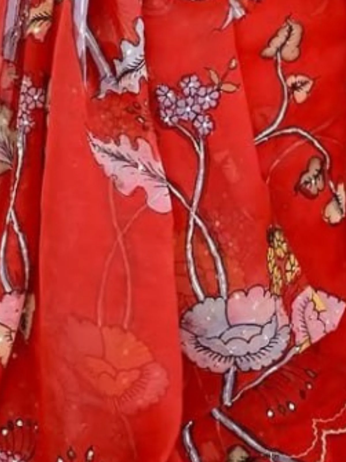 Odette Red Silk Blend Printed Saree For Women - Image 4