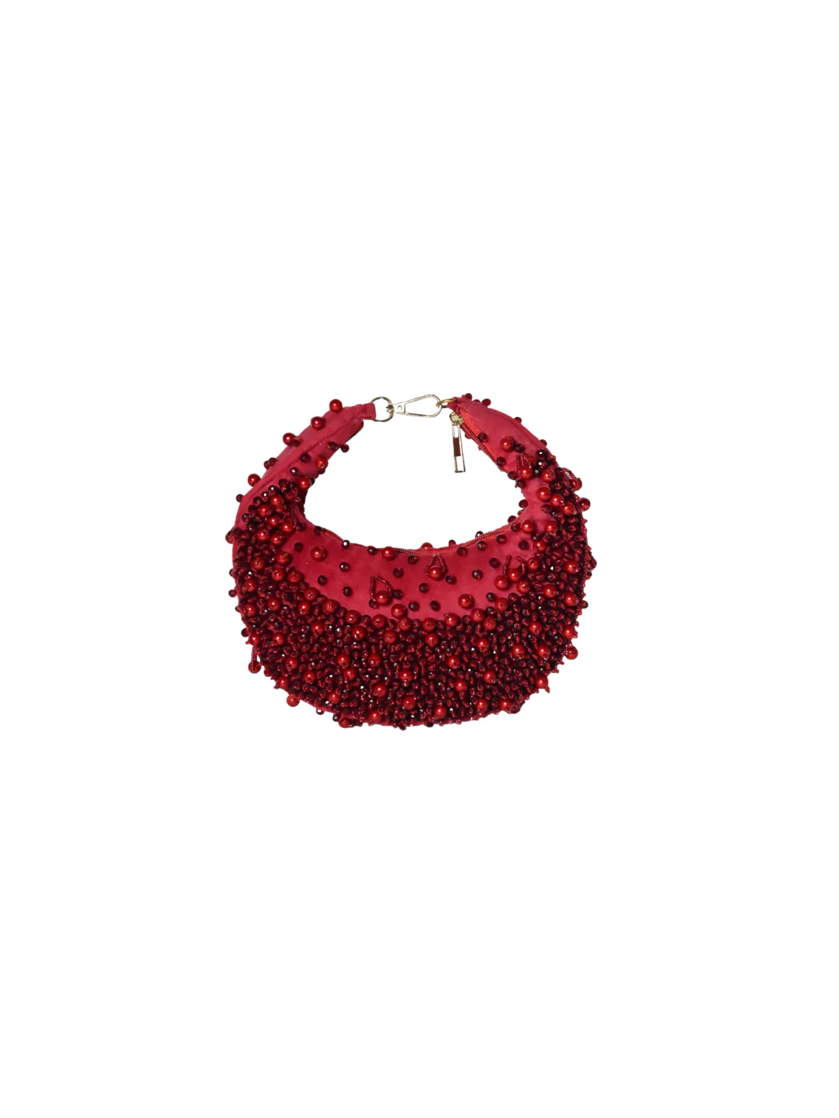 Odette Red Suede Embellished Clutch For Women - Image 3