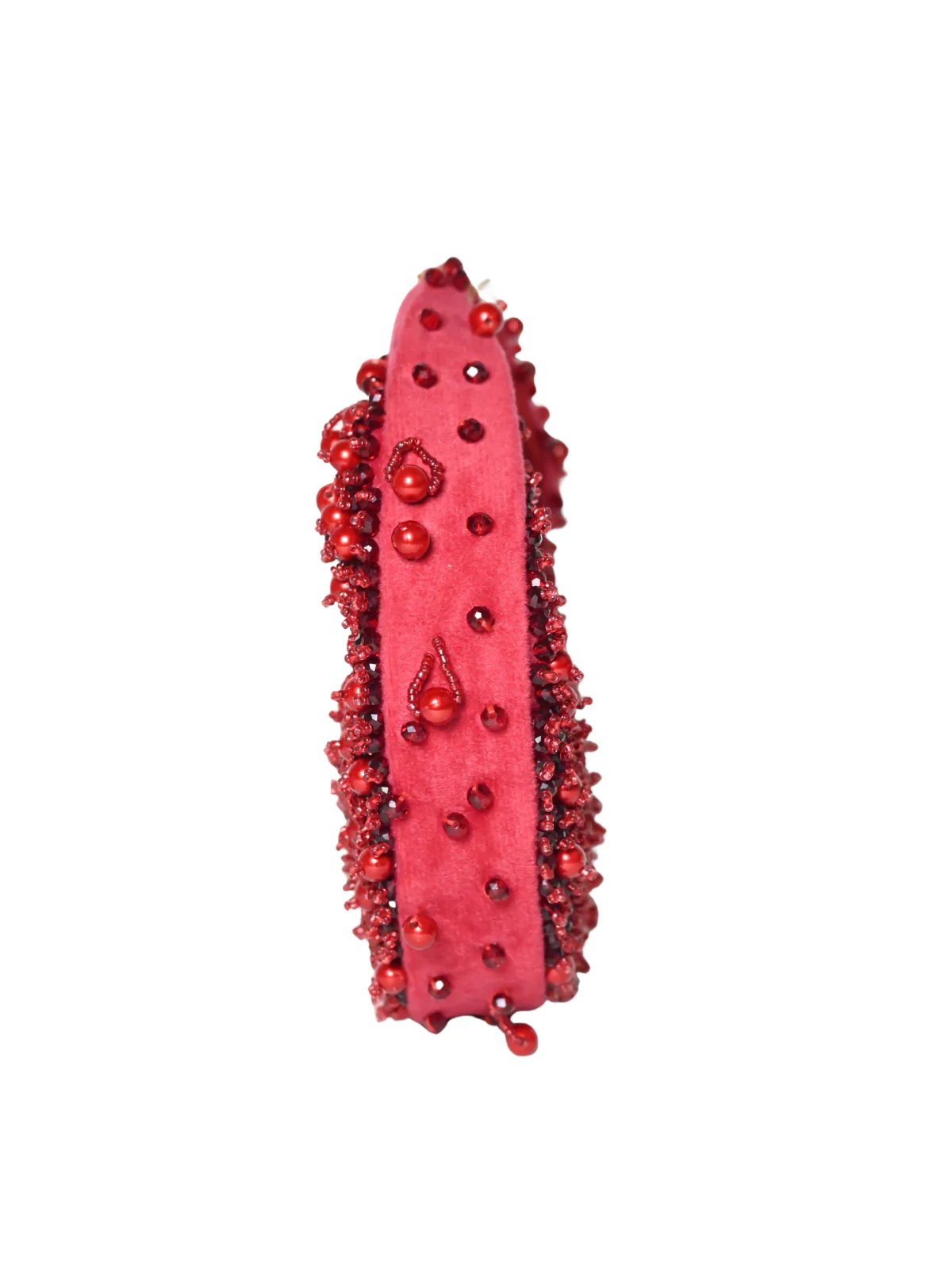 Odette Red Suede Embellished Clutch For Women - Image 4