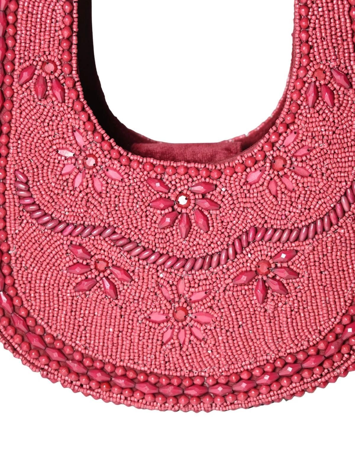 Odette Red Suede Embellished Clutch For Women - Image 4