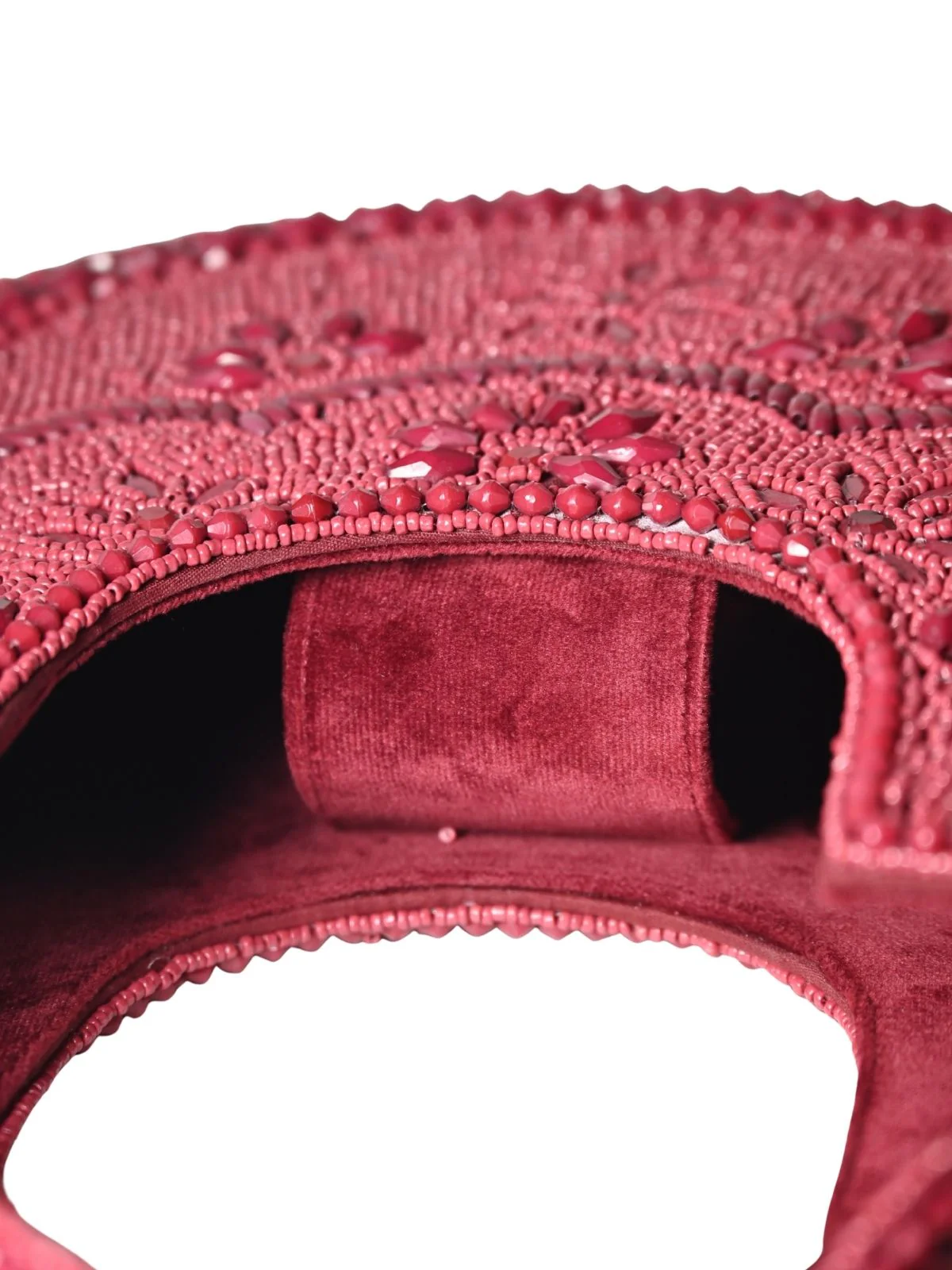 Odette Red Suede Embellished Clutch For Women - Image 5