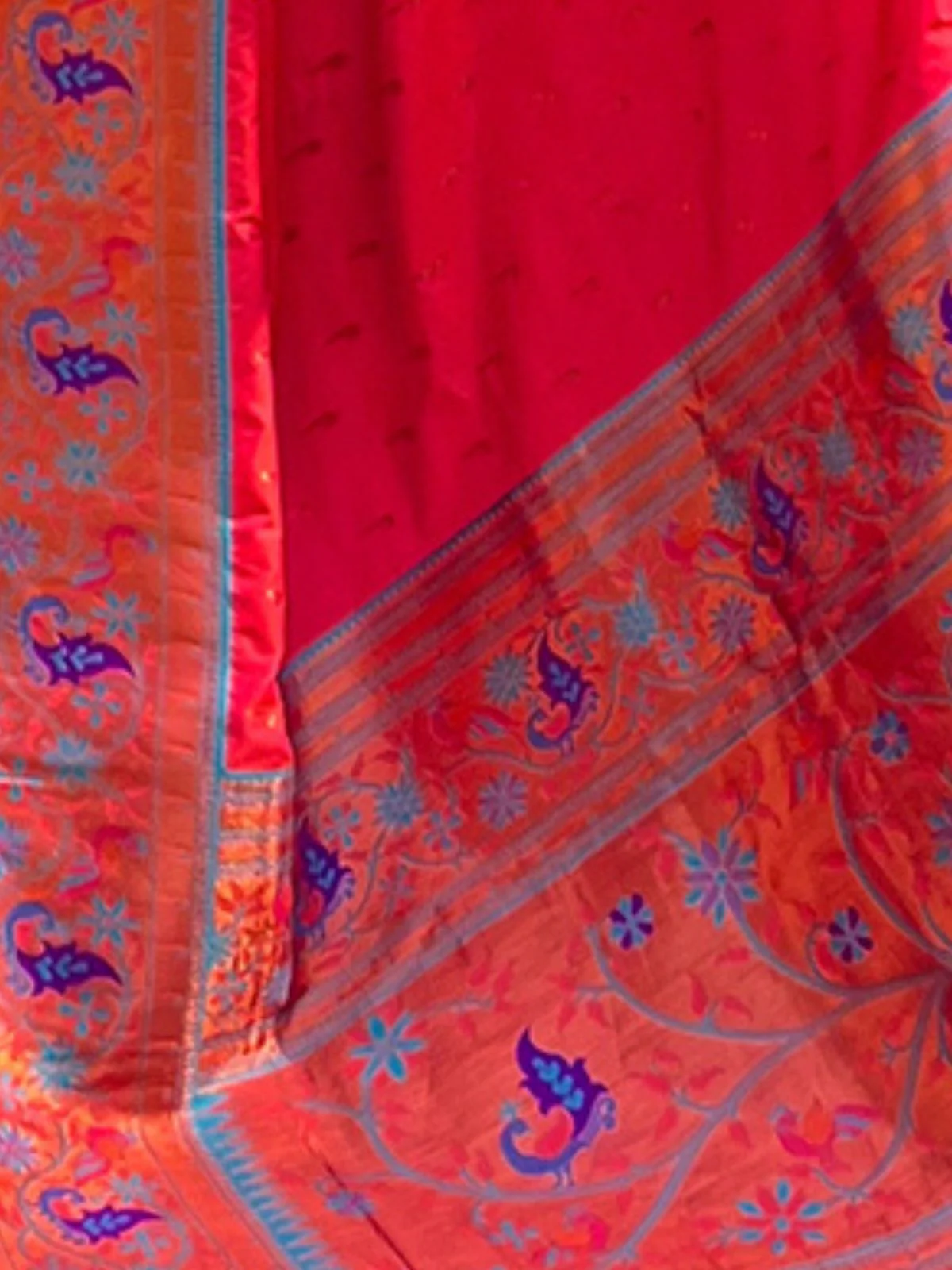Odette Red Woven Design Silk Blend Saree With Unstitched Blouse For Women - Image 4