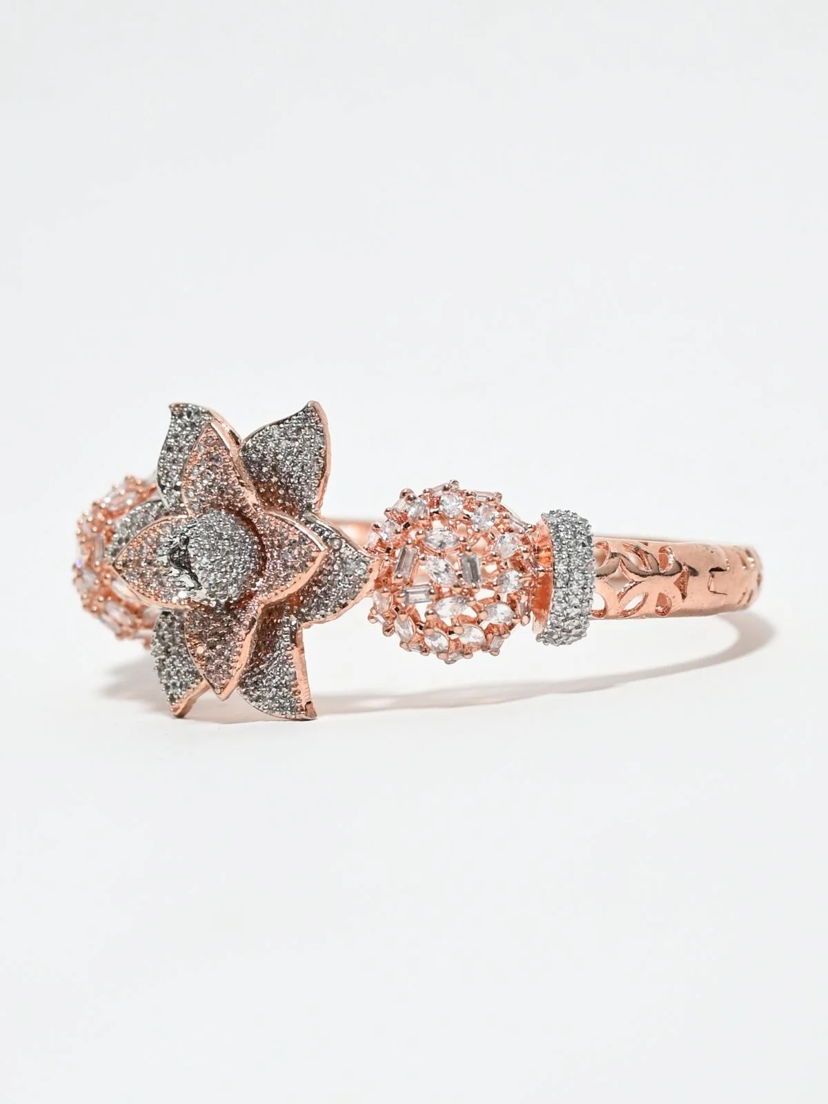 Odette Rose Gold Alloy Embellished Bracelet For Women - Image 2