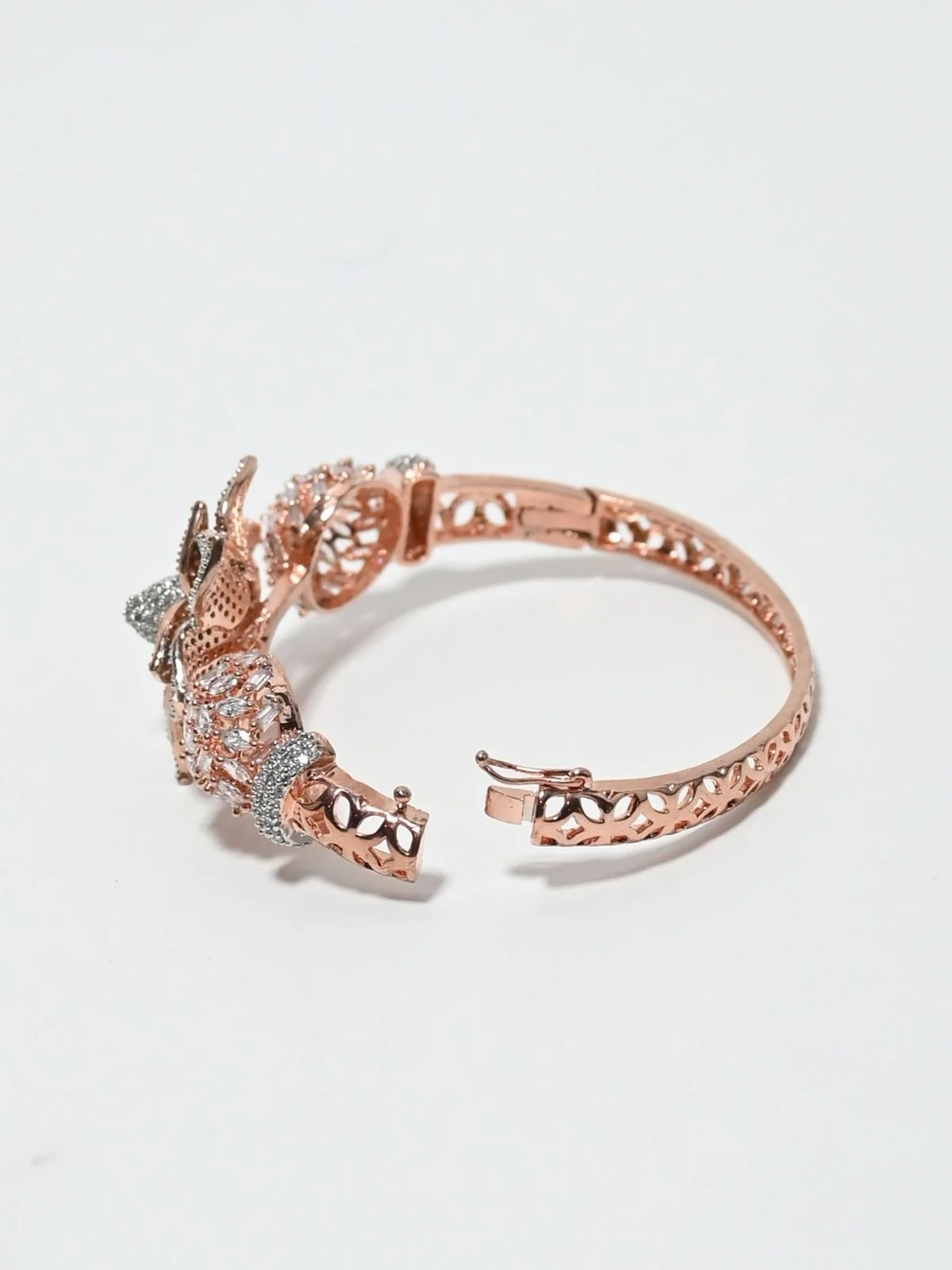 Odette Rose Gold Alloy Embellished Bracelet For Women - Image 4