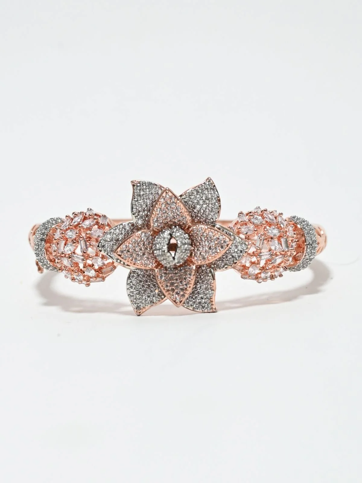 Odette Rose Gold Alloy Embellished Bracelet For Women - Image 5