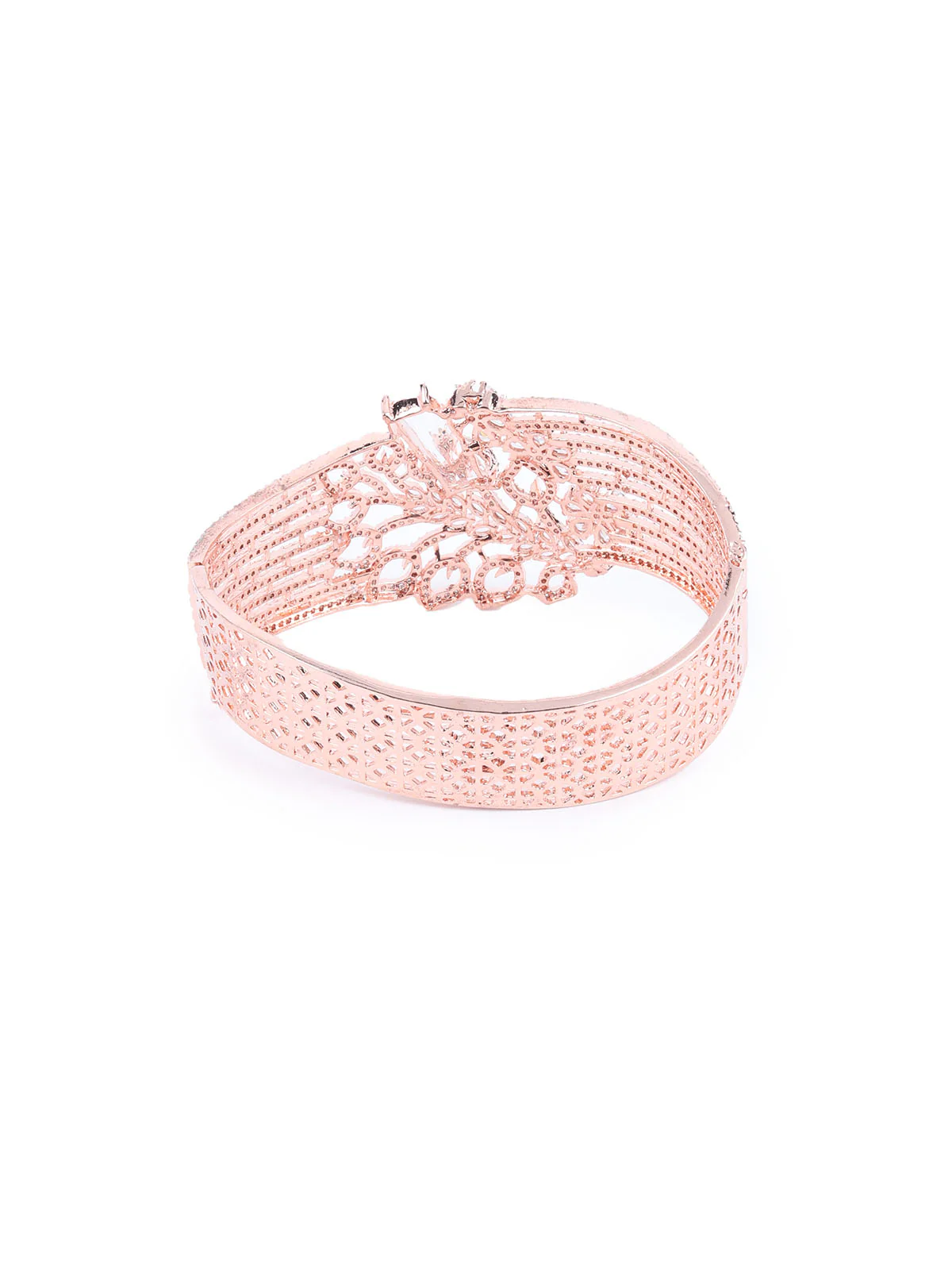 Odette Rose Gold Alloy Embellished Bracelet For Women - Image 4