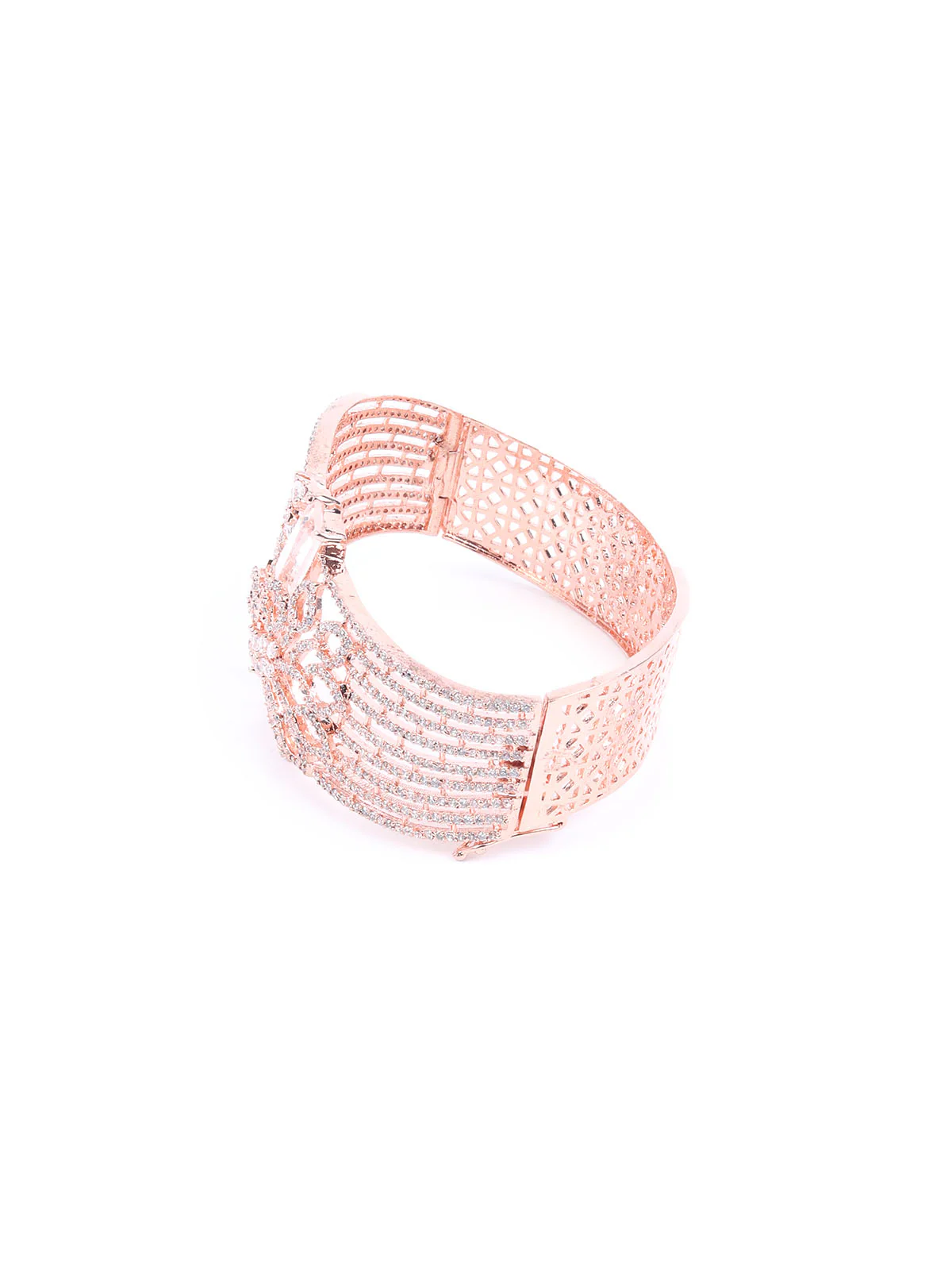 Odette Rose Gold Alloy Embellished Bracelet For Women - Image 5
