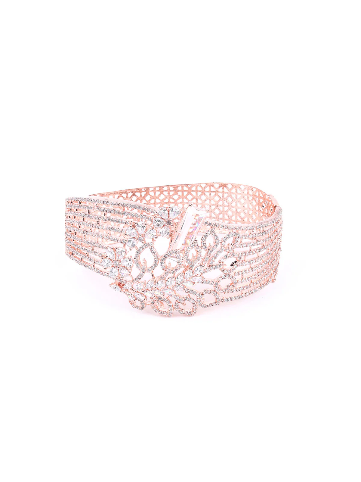Odette Rose Gold Alloy Embellished Bracelet For Women - Image 6