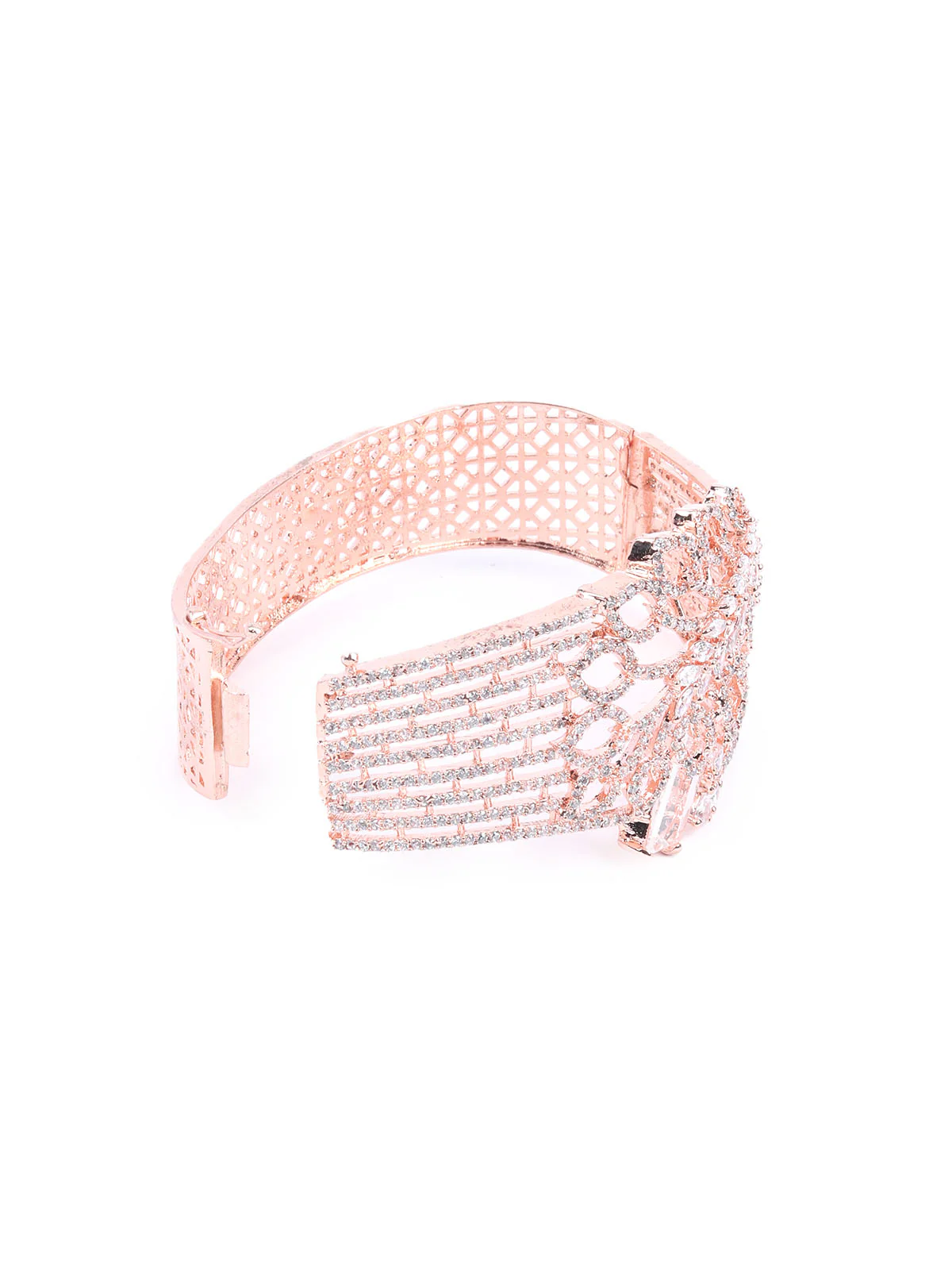 Odette Rose Gold Alloy Embellished Bracelet For Women - Image 7