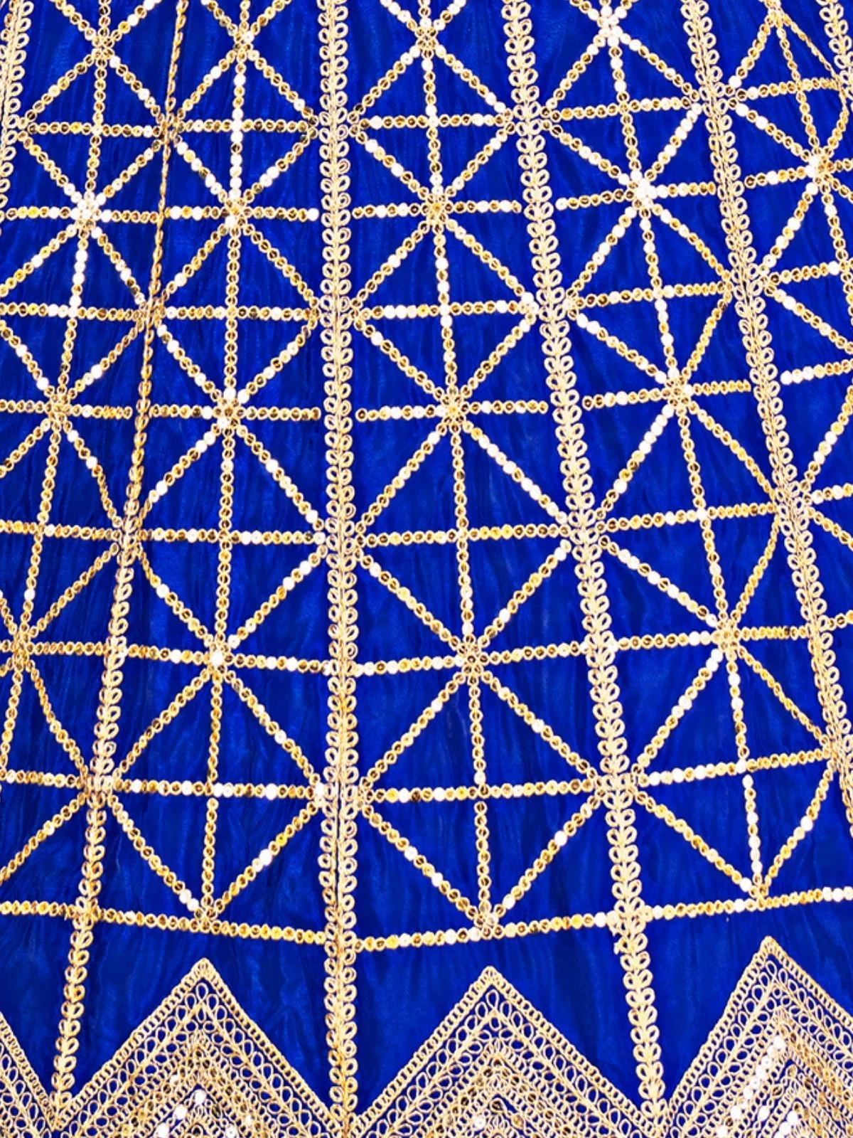 Odette Royal Blue Chinon Embellished Semi Stitched Lehenga For Women - Image 5