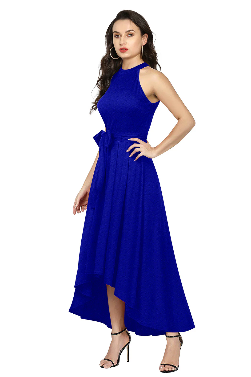 Odette Royal Blue Polyester High Low Dress For Women - Image 3