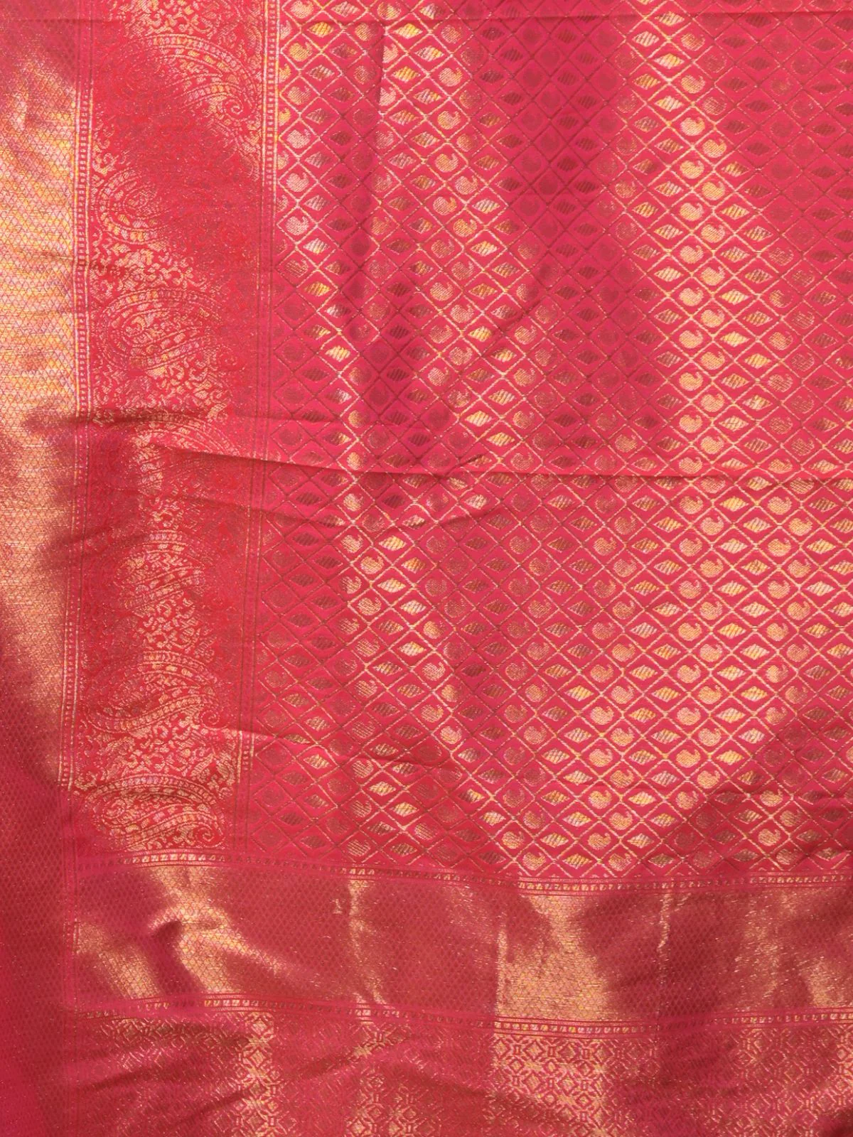 Odette Royal Magenta Silk Blend Woven Saree with Unstitched Blouse for Women - Image 5