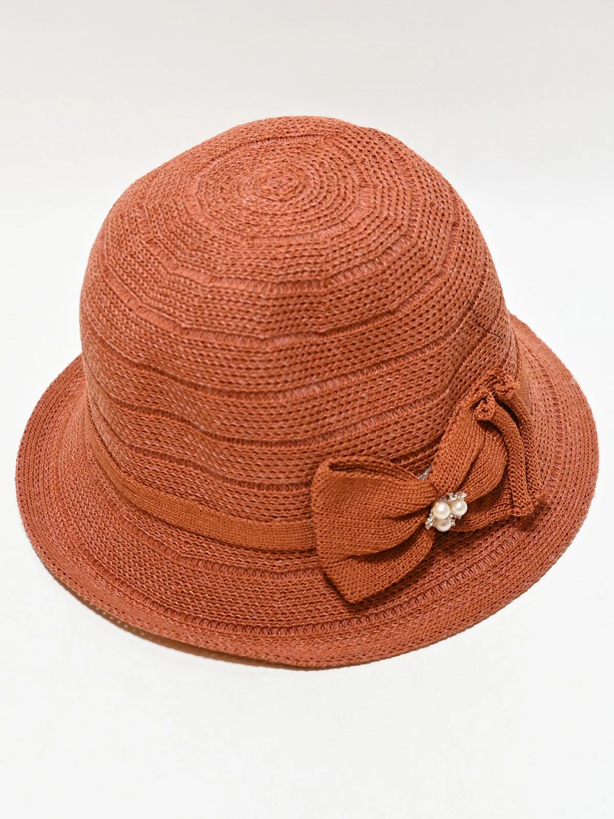 Odette Rust Orange Synthetic Bow Design Hat Women - Image 4