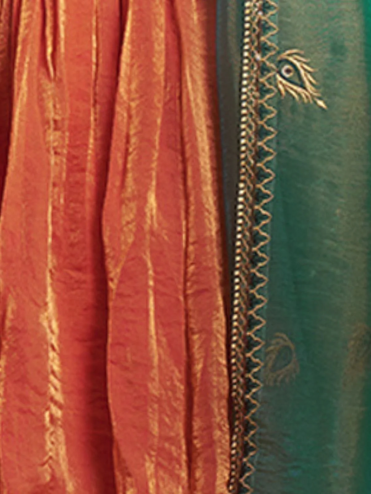 Odette Rust Organza Embellished Kurta Set For Women - Image 6