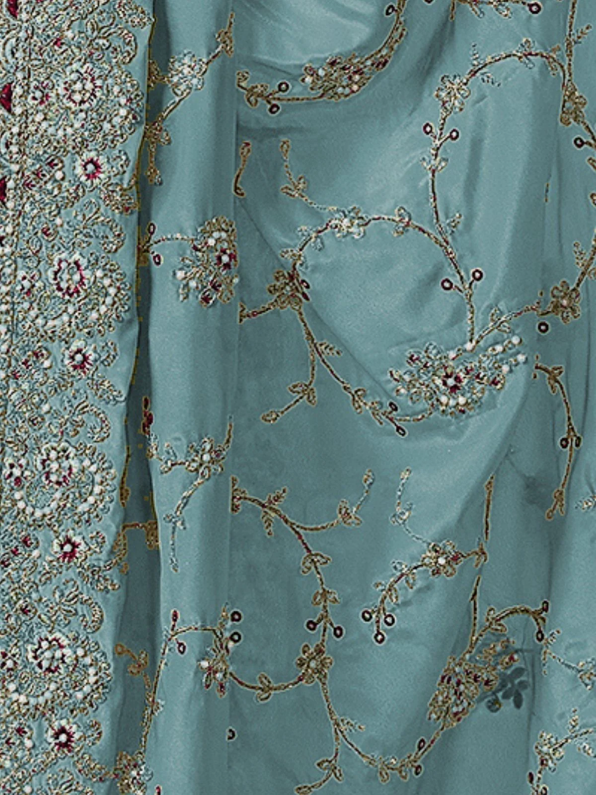 Odette Sea Green Georgette Embellished Elegant Saree For Women - Image 4