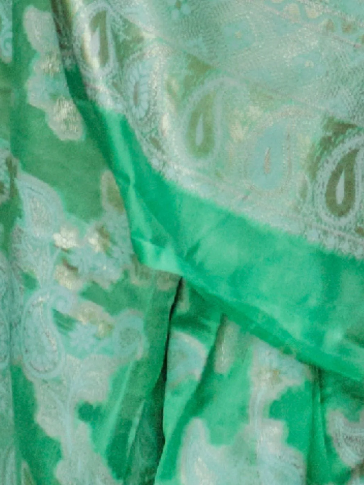 Odette Sea Green Organza Woven Saree With Unstitched Blouse For Women - Image 3