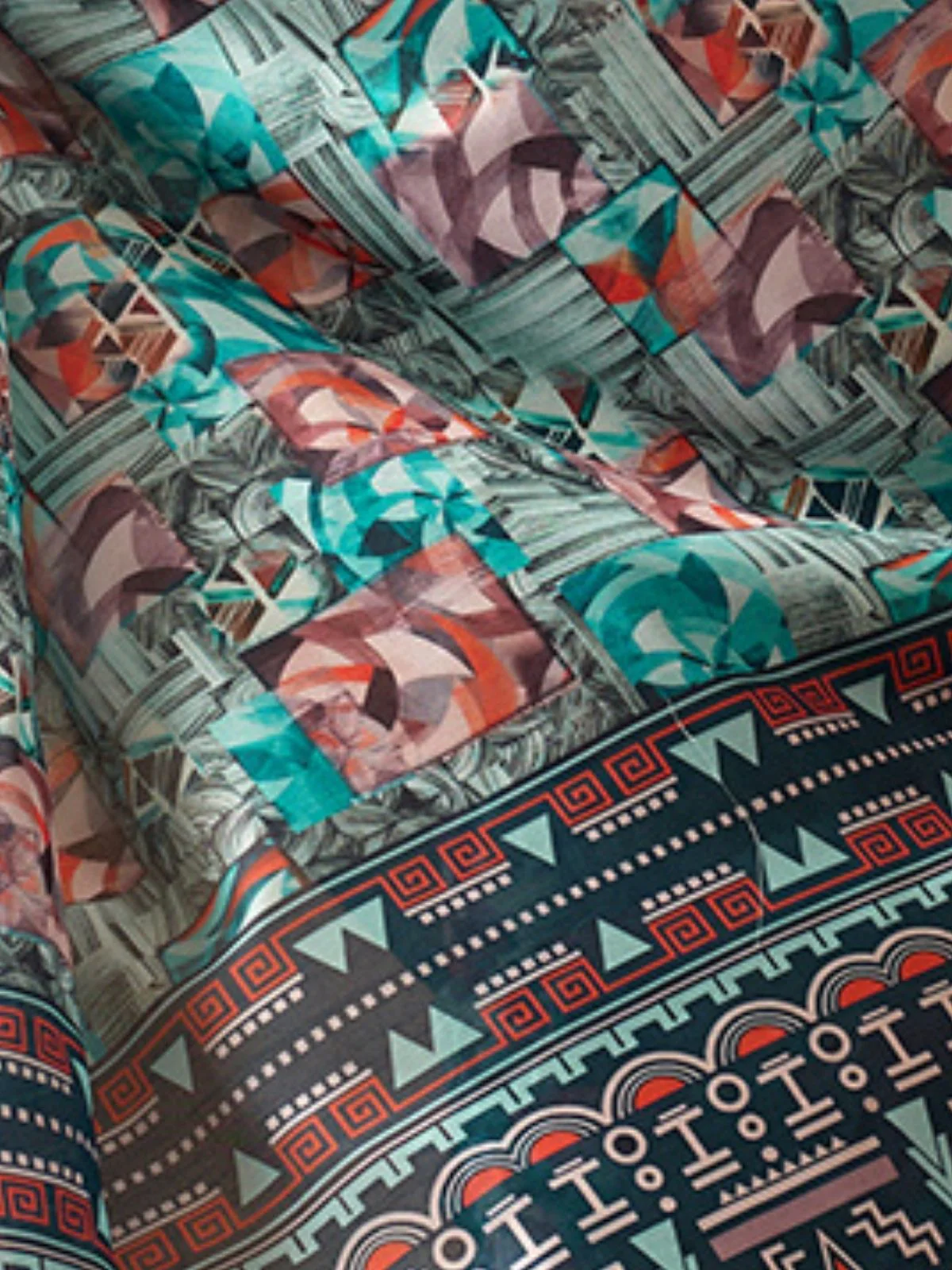 Odette Sea Green Silk Blend Printed Saree For Women - Image 5
