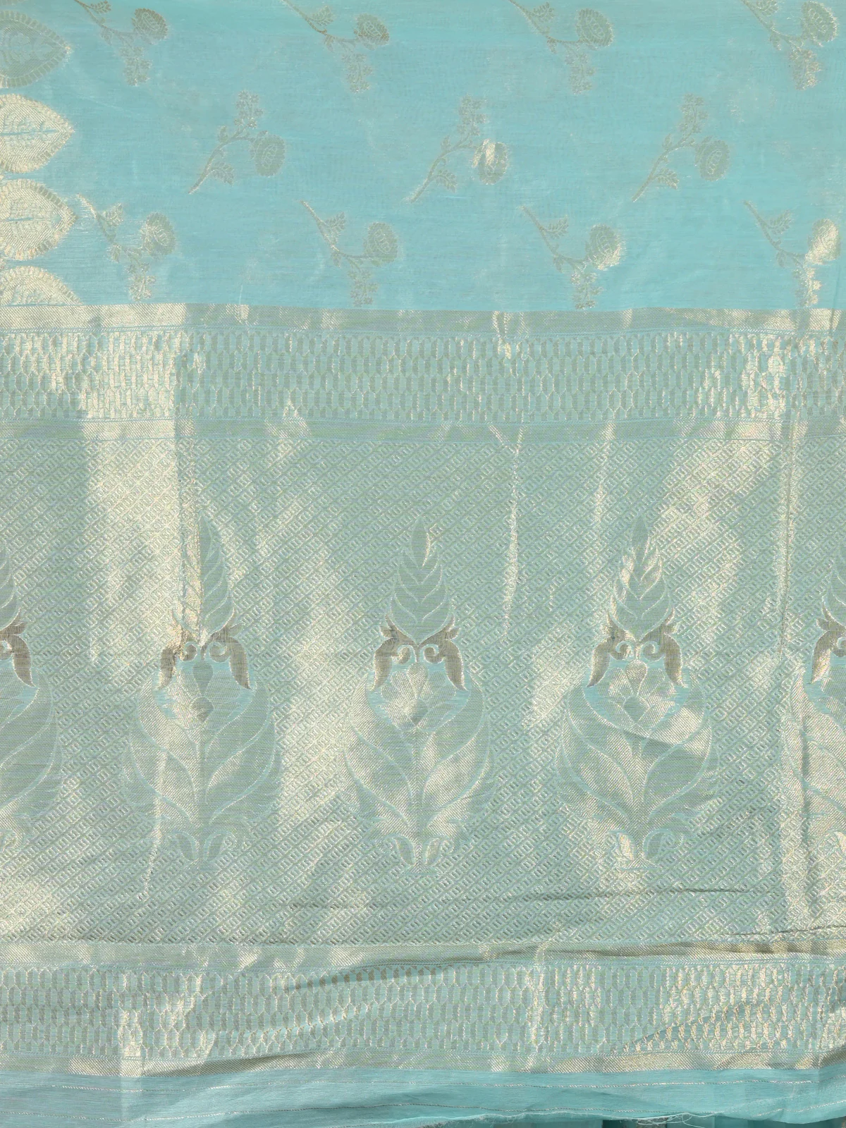 Odette Sea Green Silk Blend Saree With Unstitched Blouse For Women - Image 5