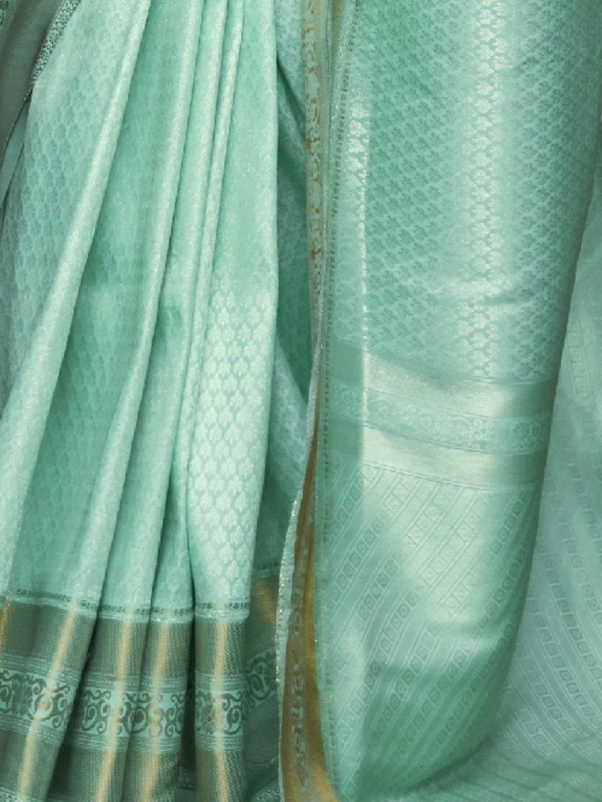 Odette Sea Green Woven Design Silk Blend Saree With Unstitched Blouse For Women - Image 3