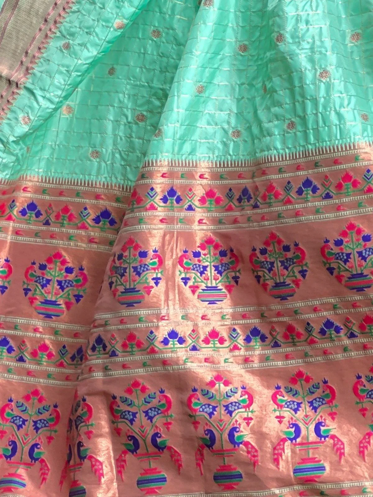 Odette Sea Green Woven Design Silk Blend Saree With Unstitched Blouse For Women - Image 4